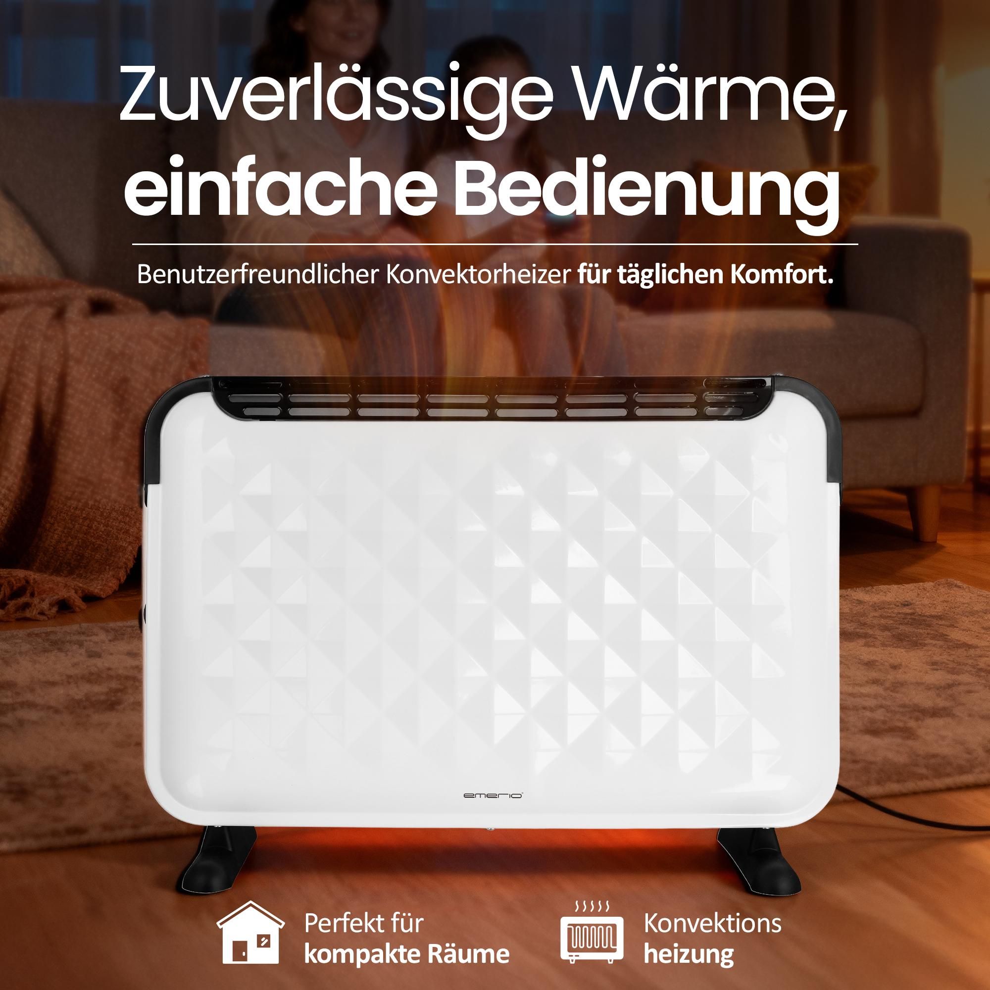 Emerio Konvektor Heizung CH-106492.4 - 18 m² - 3 Heizstufen - Kontrollleuchte - freistehend - 2000W - Weiß