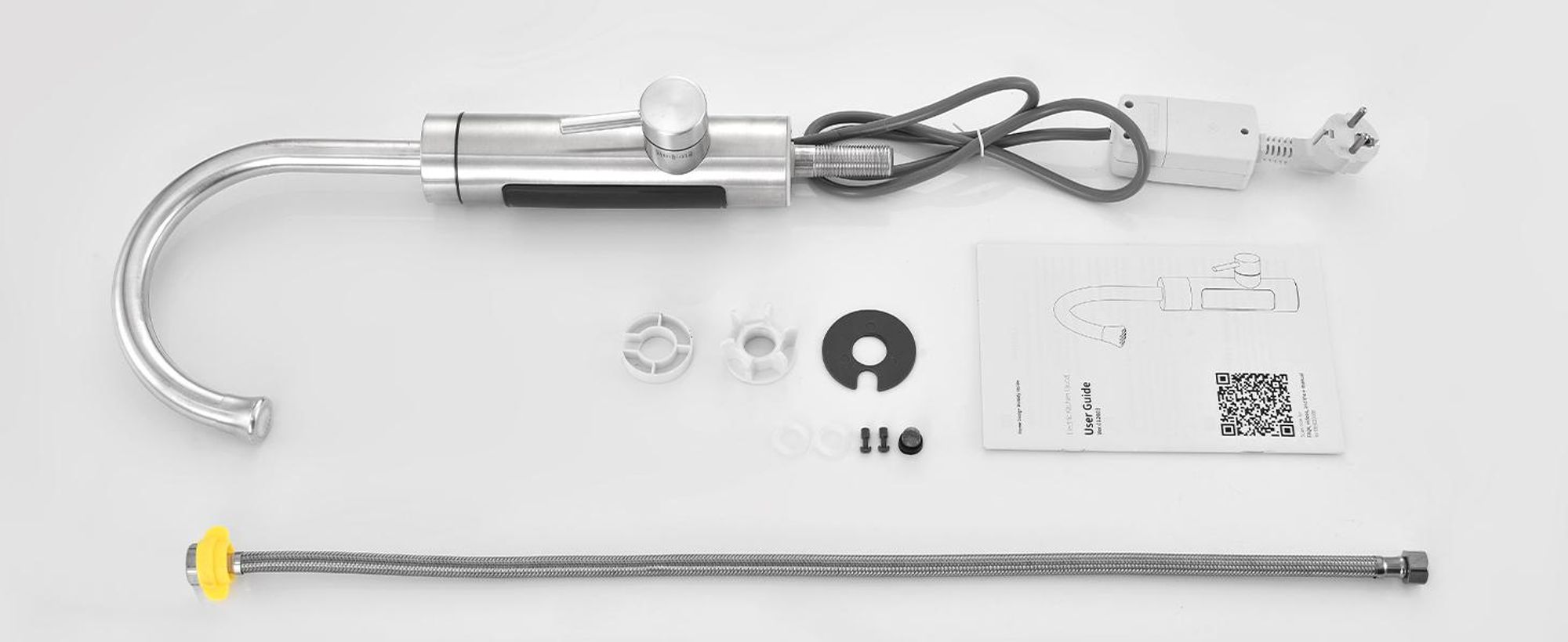 Elektrische Küchenarmatur mit Durchlauferhitzer, Smart Heater Wasserhahn 360° drehbar, Edelstahl Wasserhahn Küche mit LED Temperaturanzeige, Elektrisch Durchlauferhitzer für Bad/Küche