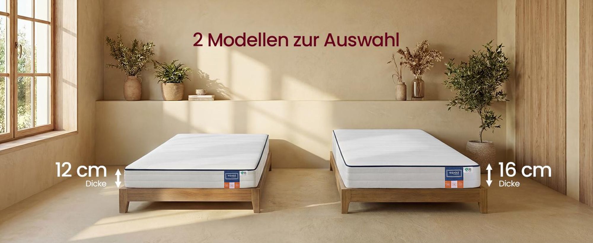 VASAGLE Matratze 90 x 200 x 16 cm, Gel-Memory-Schaum, 7-Zonen, mittelfest, abnehmbarer Bezug, atmungsaktiv, weiß