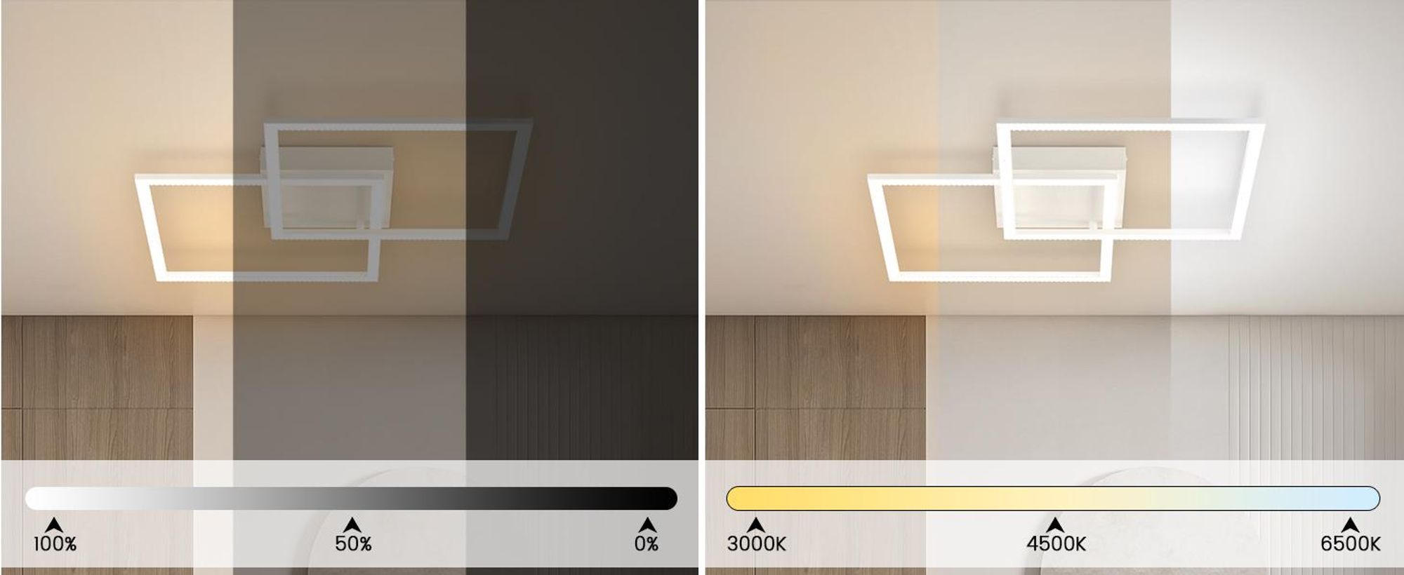 ZMH Ściemnialna lampa sufitowa LED do salonu - lampa sufitowa do salonu Nowoczesna lampa do sypialni z pilotem 52W