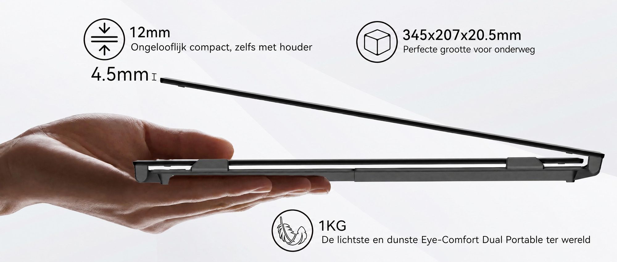Blackview Draagbaar Scherm DCM6, 14 inch, Dubbel scherm laptopmonitor, ultradun, FHD, geschikt voor laptops van 13,3" tot 17,3", 180° draaibaar, compatibel met Windows/Mac/Android