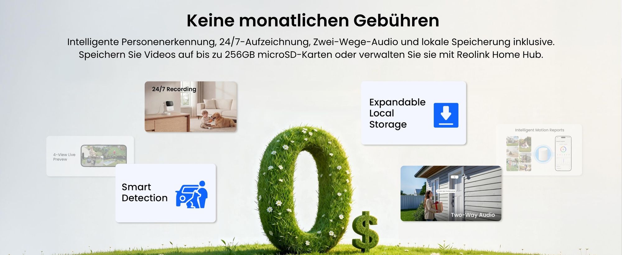 Reolink Argus MagiCam, 2MP 1080P Akku WLAN Überwachung Innen- & Außen, Magnetische Befestigung, Max. 9 Monate Batterielaufzeit, Intelligente Erkennung