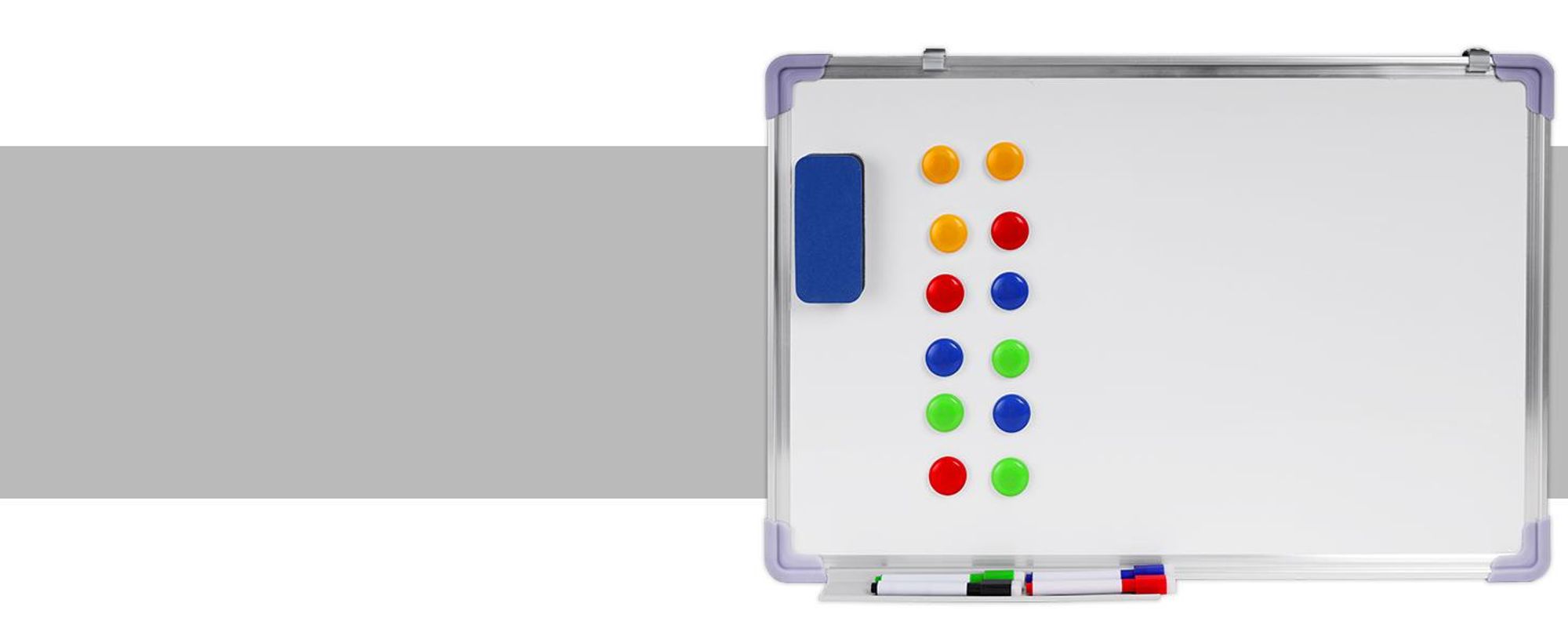 KRUMAD Whiteboard Magnetisch 90x60 cm – Magnettafel mit Zubehör, abwischbare Schreibtafel mit Metallrahmen - inkl. Stifte, Magnete & Radierer