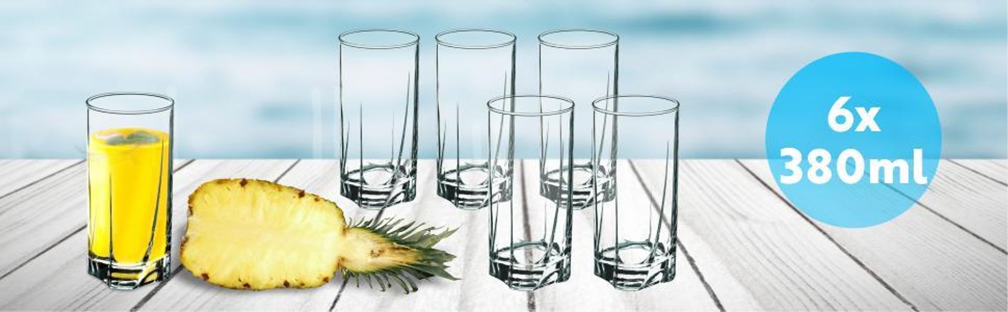 KADAX Trinkgläser aus Glas, Getränkegläser "Meco", 6er Set, hoch, 380ml