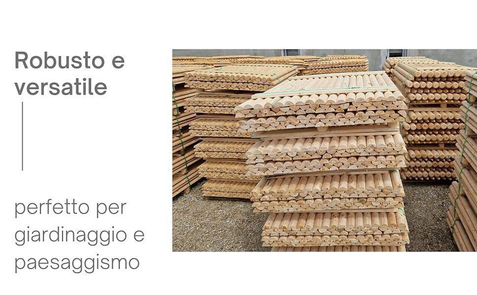 TIMBERMIK 8x Palo Legno Mezzo Tondo ½ Ø7 cm 200 cm Legno Massello Non Trattato per Giardino Recinzione
