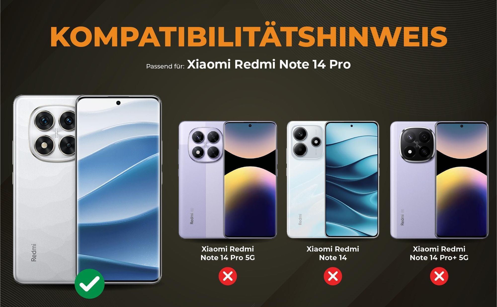 Kompatibilitätshinweise Hülle für Xiaomi Redmi Note 14 Pro