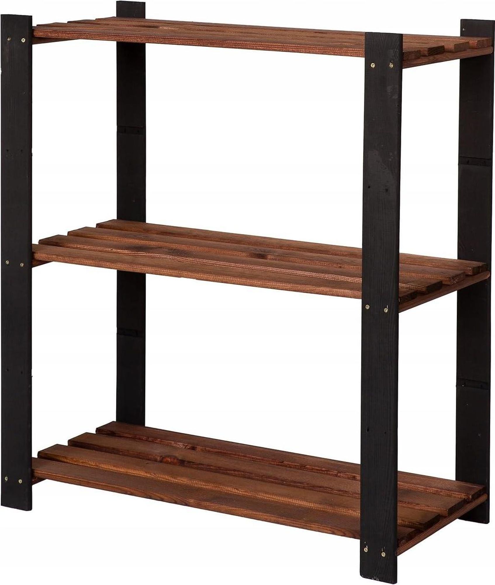 STOLMAK Schuhregale mit 3 Böden Massivholz Braun Kiefernholz 80x90x38 cm (BxHxT) Holzregal Schuhschrank Schuhablage