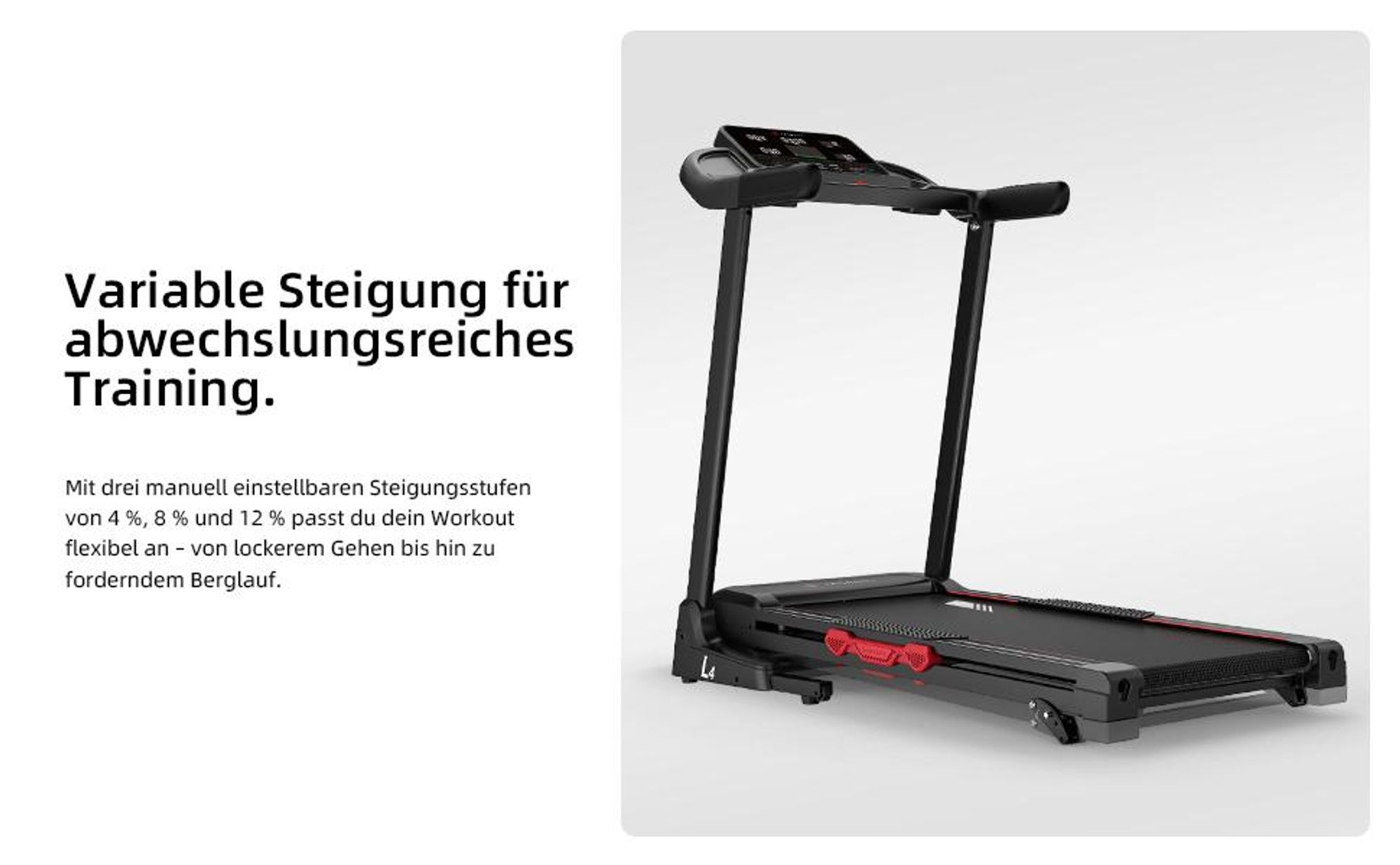 JASPORT L4 Laufband klappbar – 3.0 PS DC-Motor, bis 14 km/h, 3-Stufen Steigung, 1100×430 mm Lauffläche, LED, Bluetooth, App, 100 kg Belastbarkeit