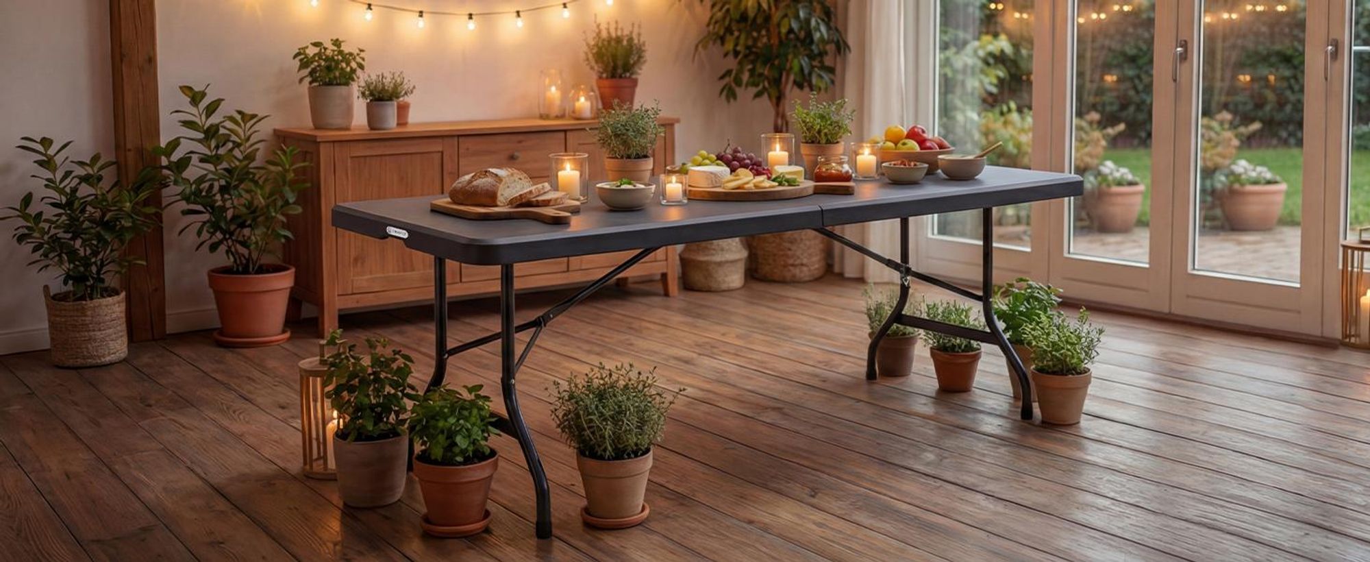 Casaria® 2X Campingtisch 180x75cm Klappbar Wetterfest Tragbar Kunststoff Garten Terrasse Camping Balkontisch Klapptisch Buffettisch Buffettisch Weiß
