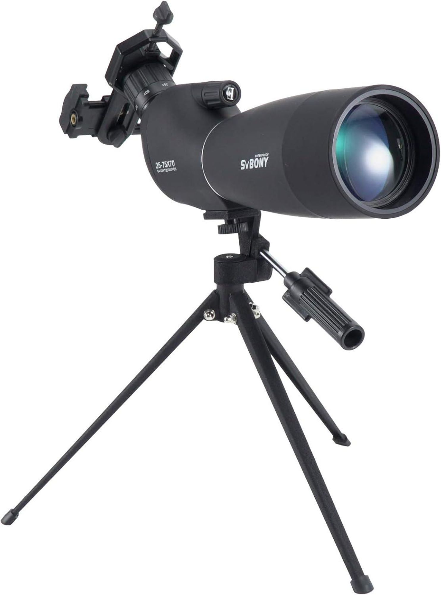 Lunette d'observation Svbony SV28, 25-75x70 mm, avec trépied, prisme BAK4, objectif FMC, pour l'observation des oiseaux, le tir à la cible, la chasse, monoculaires et jumelles, noir