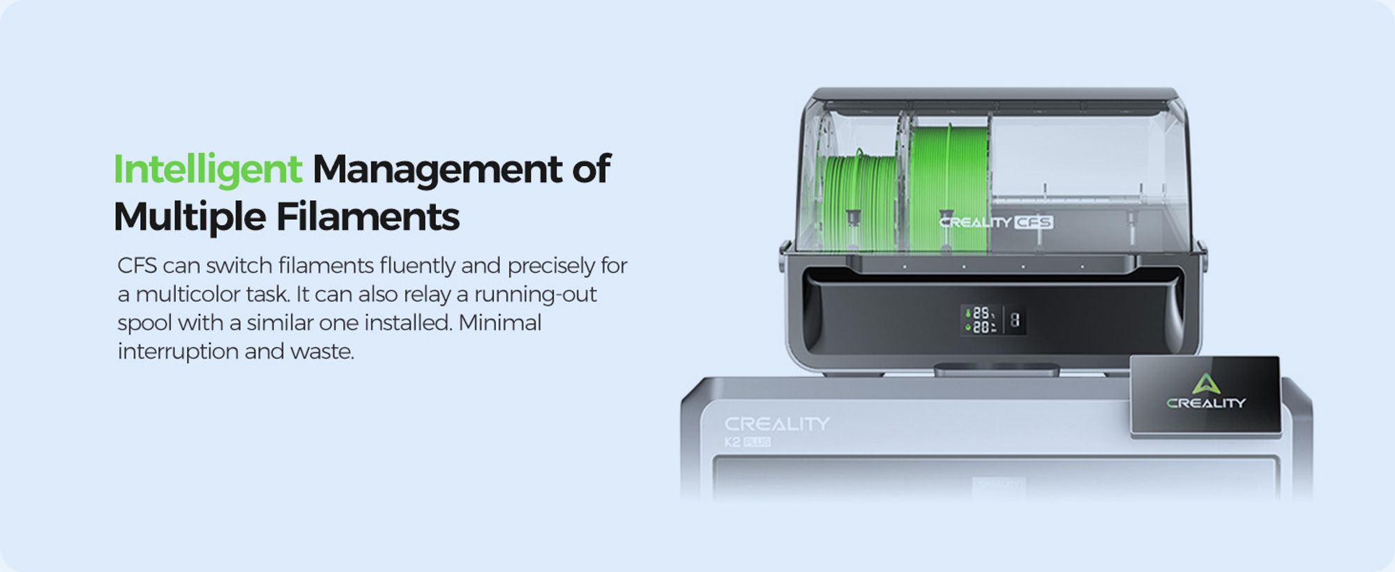 Creality CFS: 3D-Drucker Filament system, Multicolor, unterstützt 4 parallele Geräte für 16 Farbdrucke, Kompatibel mit K2 Plus 3D-Drucker