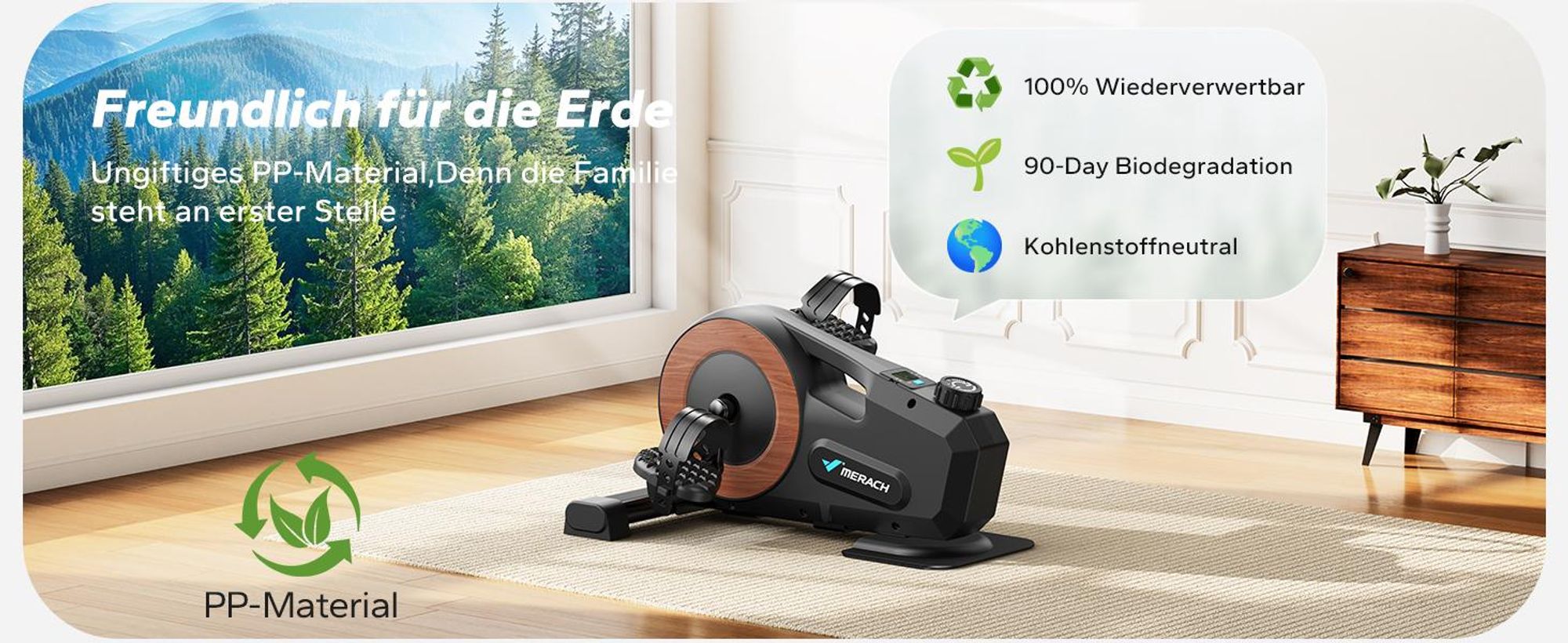 Mini Pedaltrainer – 8-Stufen Magnetwiderstand, leise <5 dB, LCD-Display & Anti-Rutsch-Basis, bis 100 kg, vormontiert, für Senioren & Büro