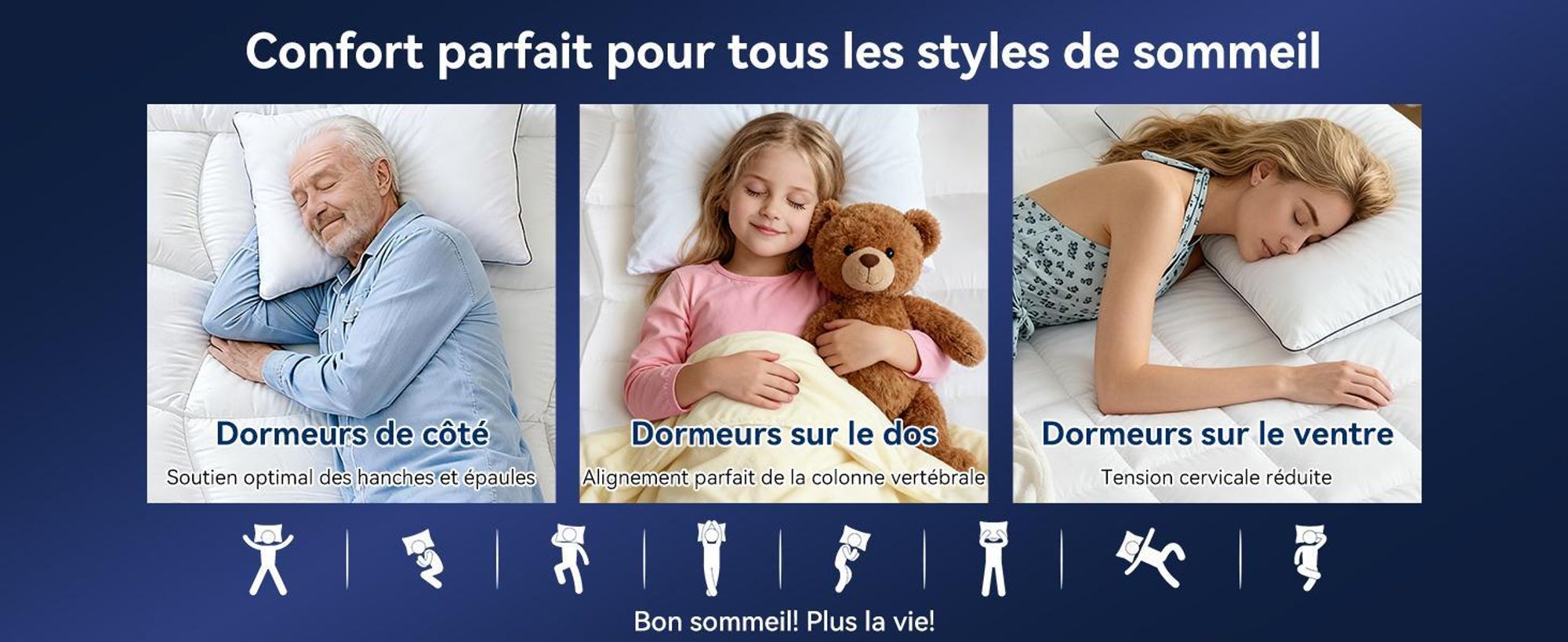 Niceplus Surmatelas 140 x 200 cm, ergonomique, 7 cm d'épaisseur, Mousse viscoélastique, Surmatelas confortable pour le lit, H2/H3