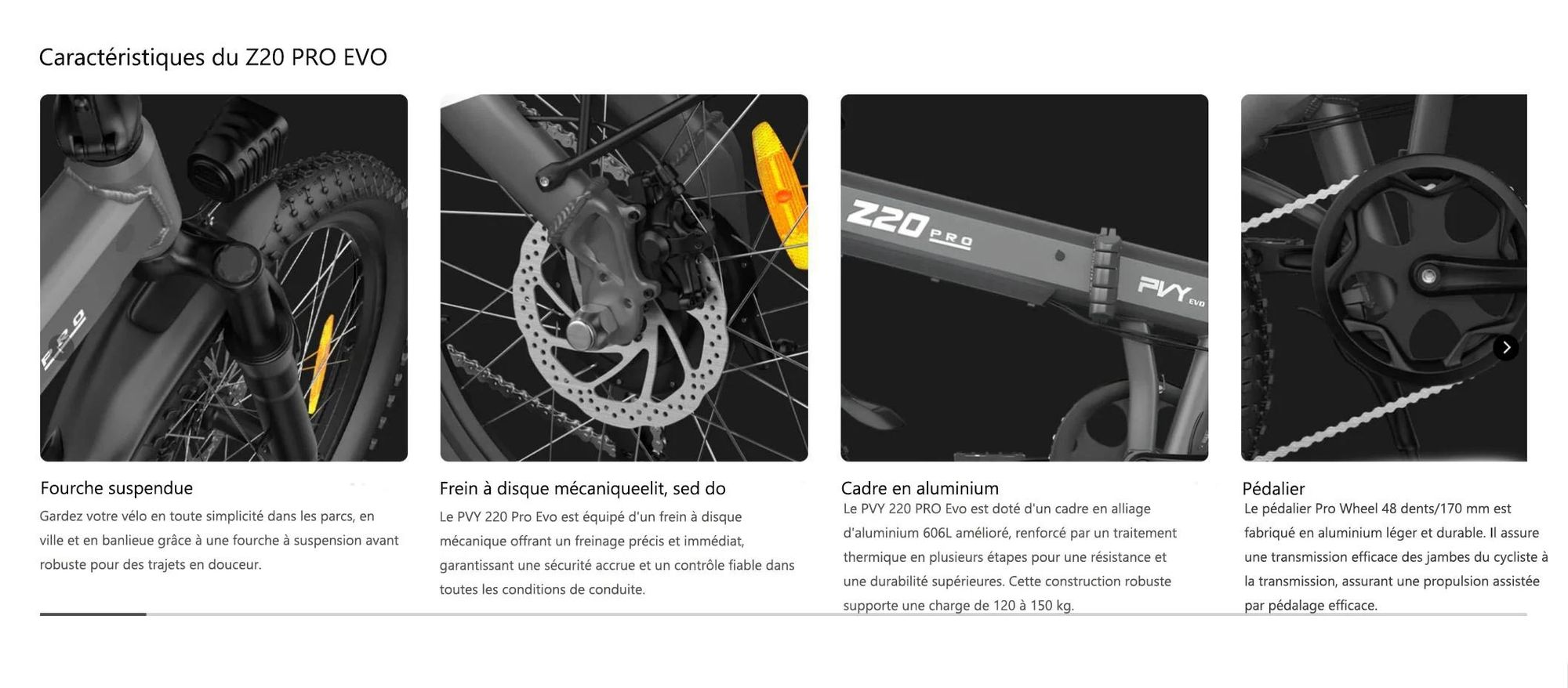 PVY Z20 PRO EVO Vélo Électrique - 250W Moteur 36V14.5AH Batterie 20 Pouces Pneus Freins à Disques Mécaniques - Gris
