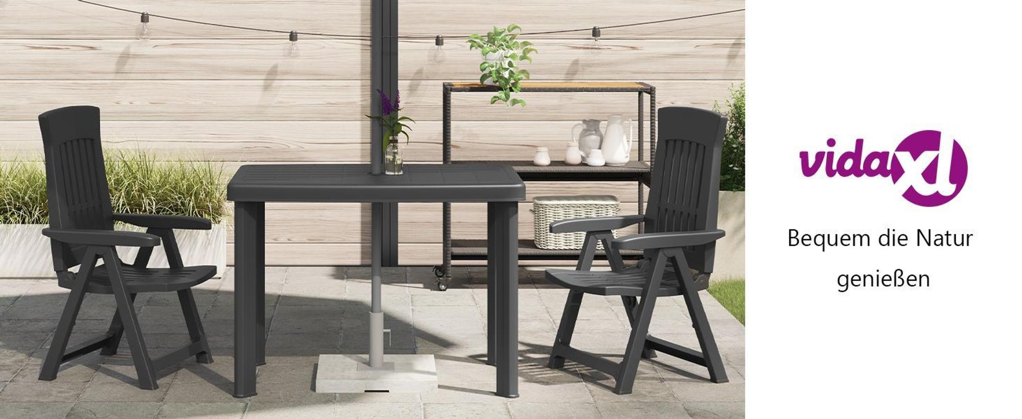 vidaXL Gartentisch Anthrazit 101x68x72 cm Kunststoff