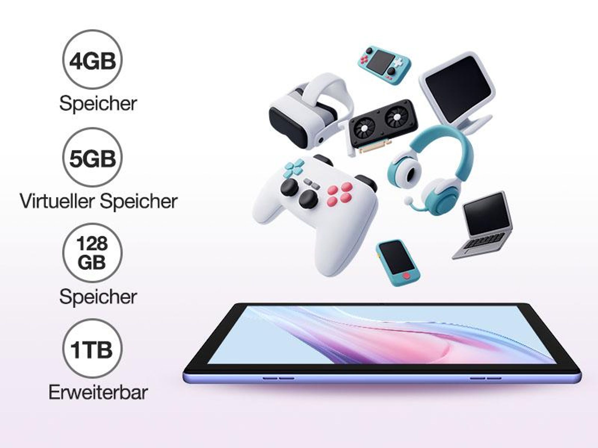 DOOGEE U10 - Tablet Android 15, 10,1 Zoll, 9GB(4+5)RAM+128GB (bis 1TB erweiterbar), WiFi 6