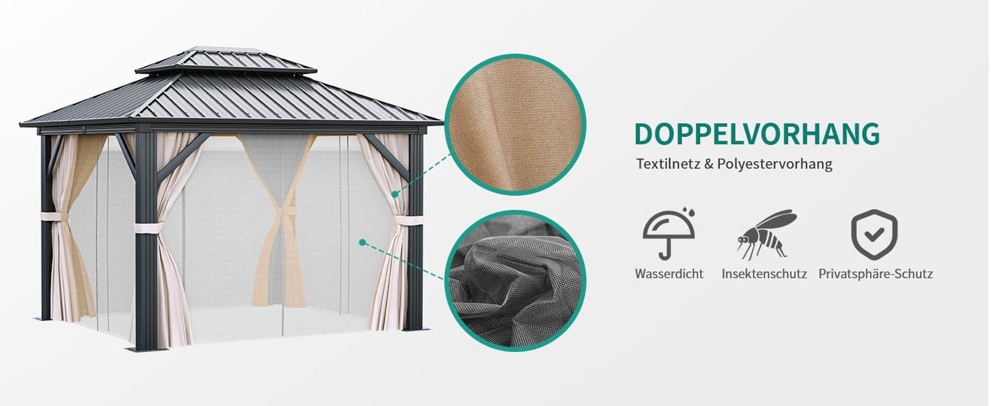 YITAHOME Pavillon 3x3 m, Winterfest Gazebo, Festem Dach, Stabil Winterfest Aluminium Hardtop Gartenpavillon, Schwarz