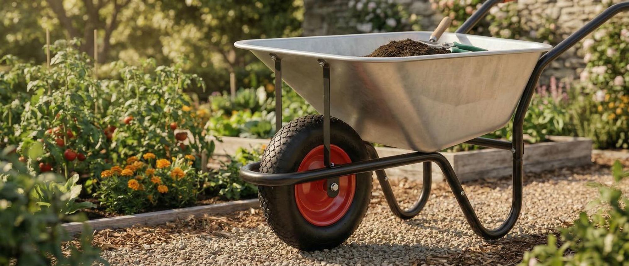 tectake Schubkarre 100L verzinkte Stahlwanne 250kg Tragkraft robuste Konstruktion mit Muldenstützbügel Gartenkarre Bauschubkarre