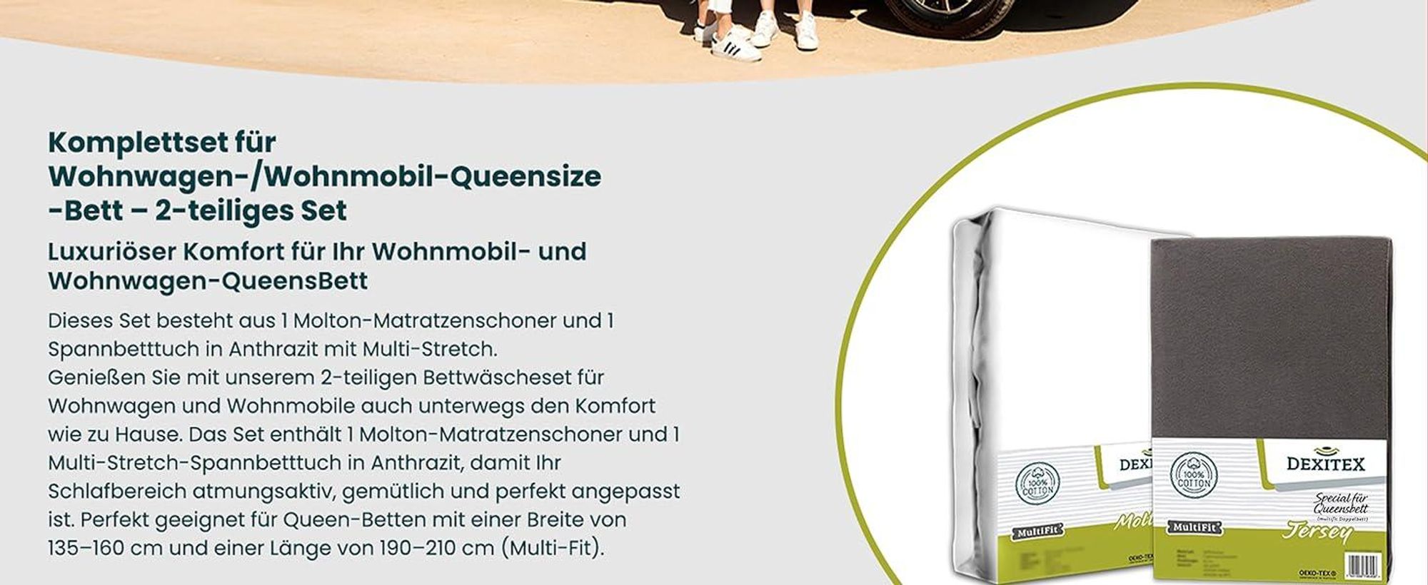 Wohnmobil in der Natur mit Spannbettlaken.