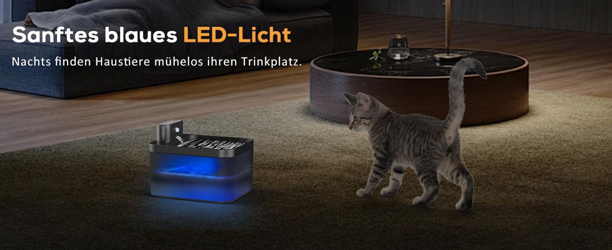 Trinkbrunnen, Haustier Wasserspender, Katzen Trinkbrunnen, Katzenbrunnen, 2.2L Automatischer Trinkbrunnen, Leise, mit Bewegungsmelder, BPA-Frei