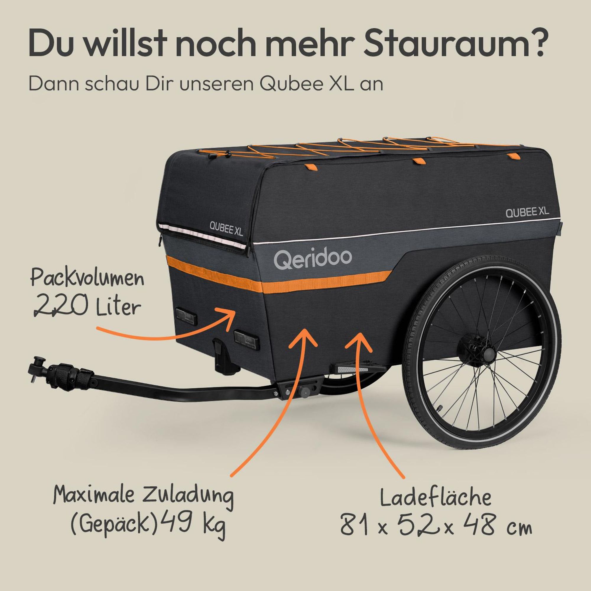 Qeridoo Qubee Cargo / Lastenanhänger, Farbe: Grey