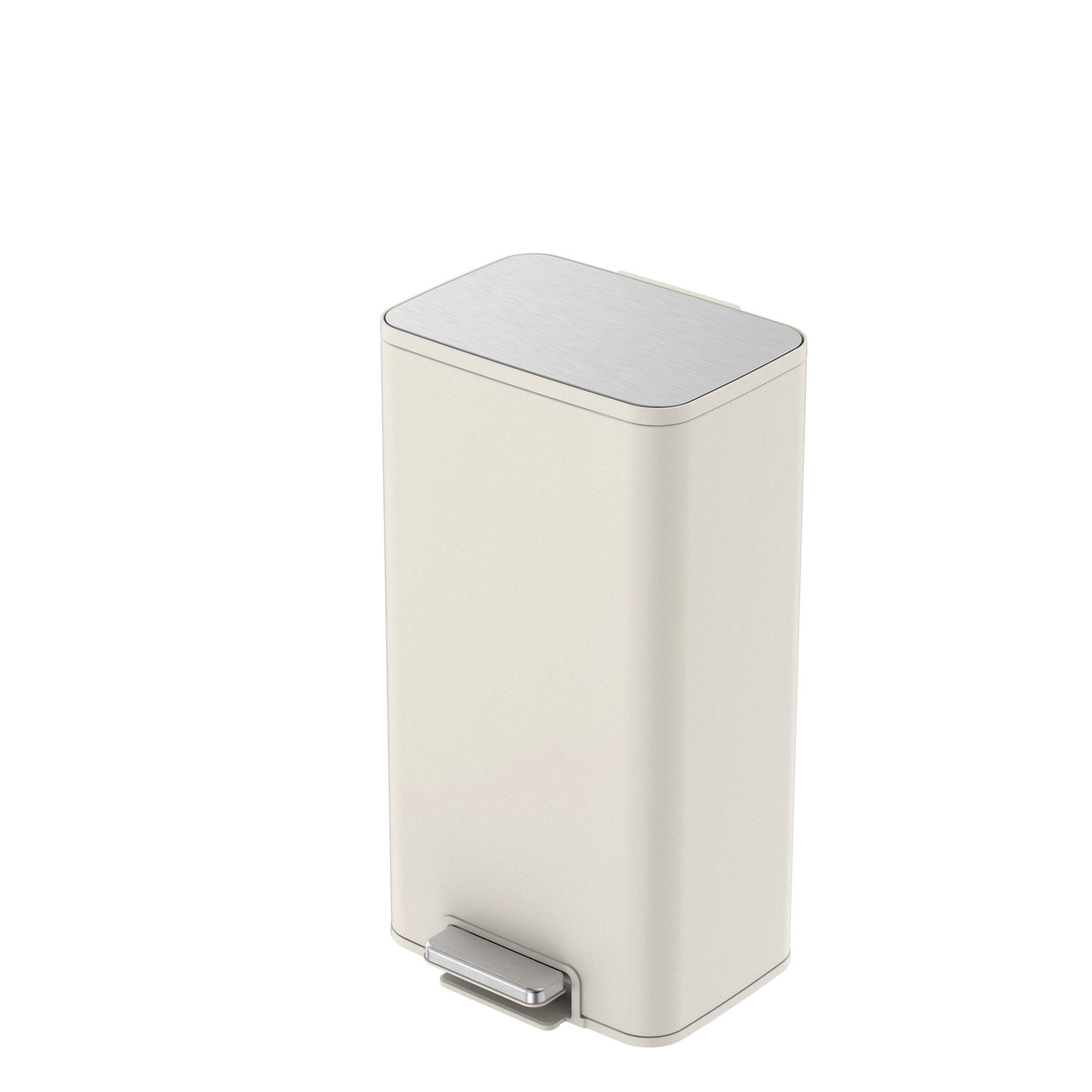 EKO - Marina Poubelle à pédale 30 litres - Acier inoxydable Plastique - Blanc crème