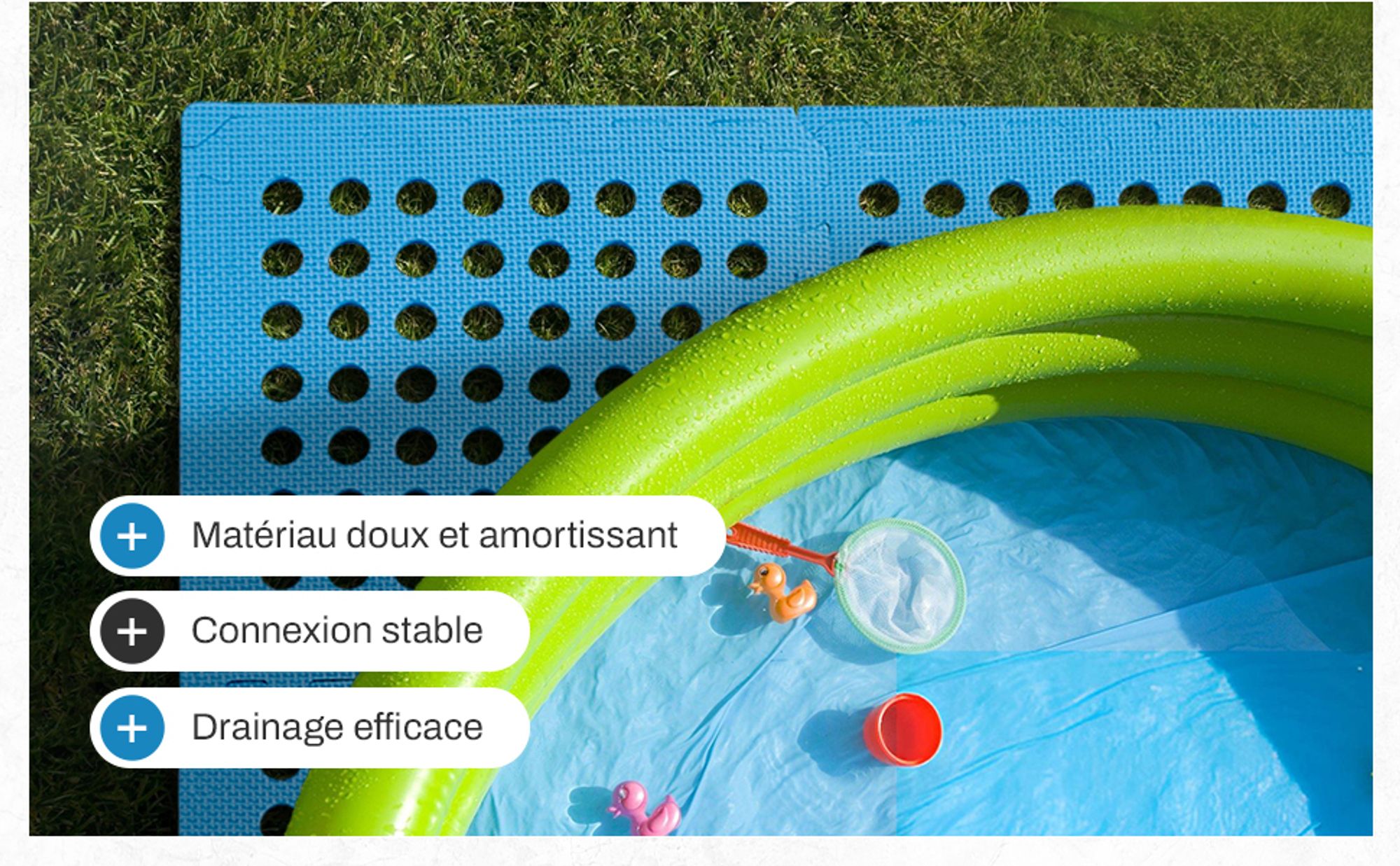 Meisterhome - Lot de 72 tapis de protection pour piscine - Tapis de sol pour piscine - 40 x 40 x 1 cm - Spas et pataugeoires – Bleu