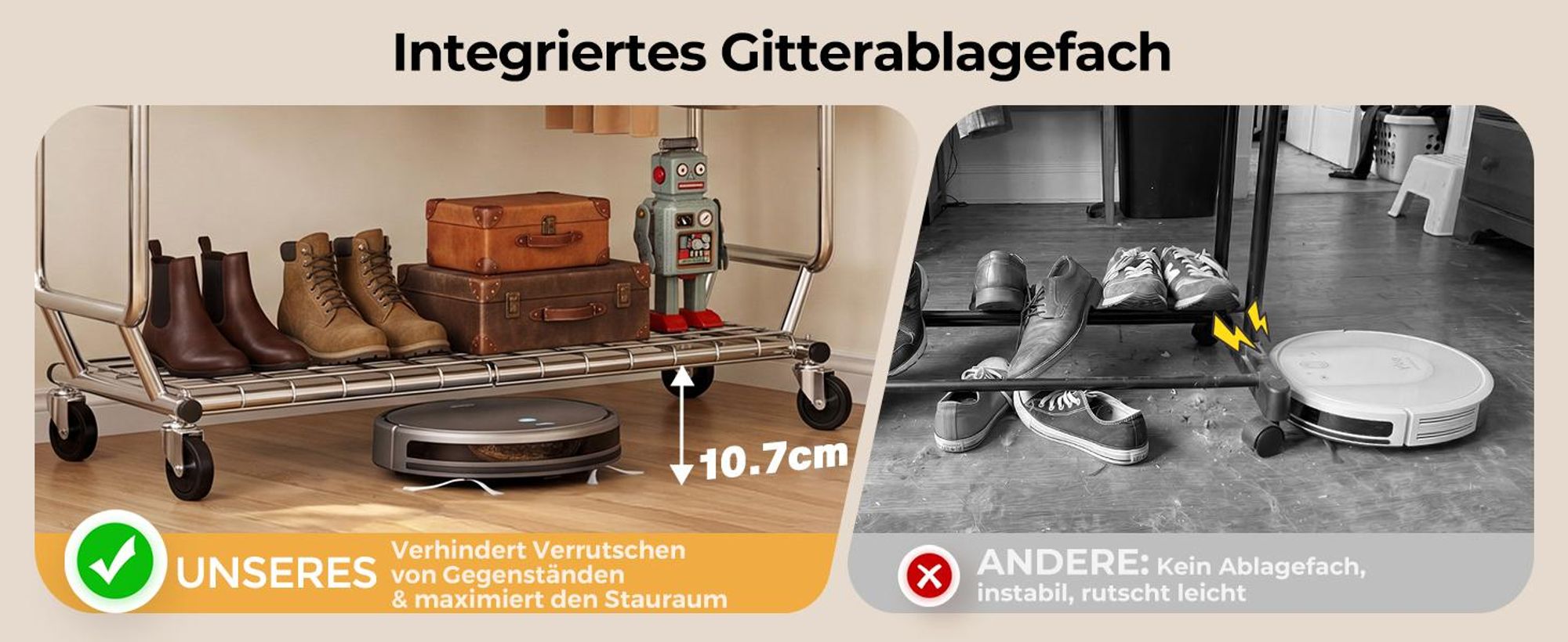 HOKEEPER Profi Doppelter Kleiderständer, bis 272 kg belastbar, Schwerlast Kleiderstange auf rollen, Industrie-Design, Garderobenständer
