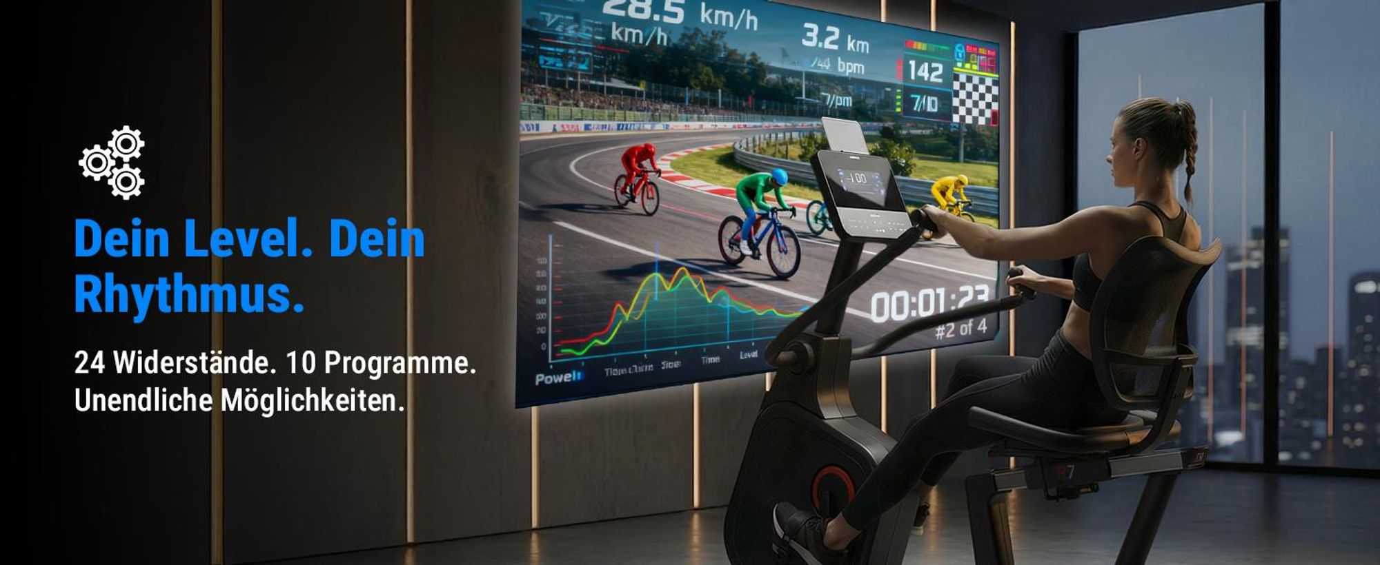 Liegeergometer AsVIVA R7 Heimtrainer Ergometer mit 18 kg Schwungmasse 24 Stufen Bluetooth leise gelenkschonend für Zuhause