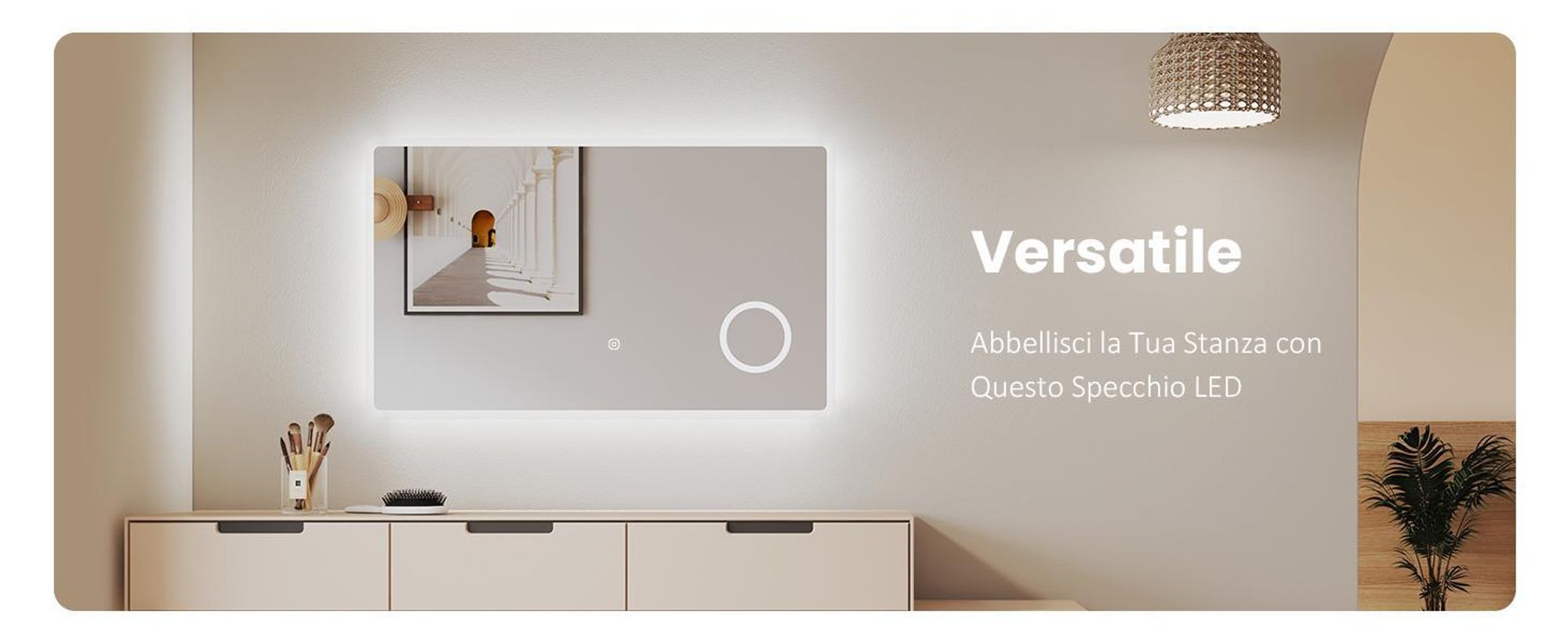 EMKE Specchio da bagno a LED con ingrandimento 3 volte Touchscalter Luce bianca fredda 120X60cm