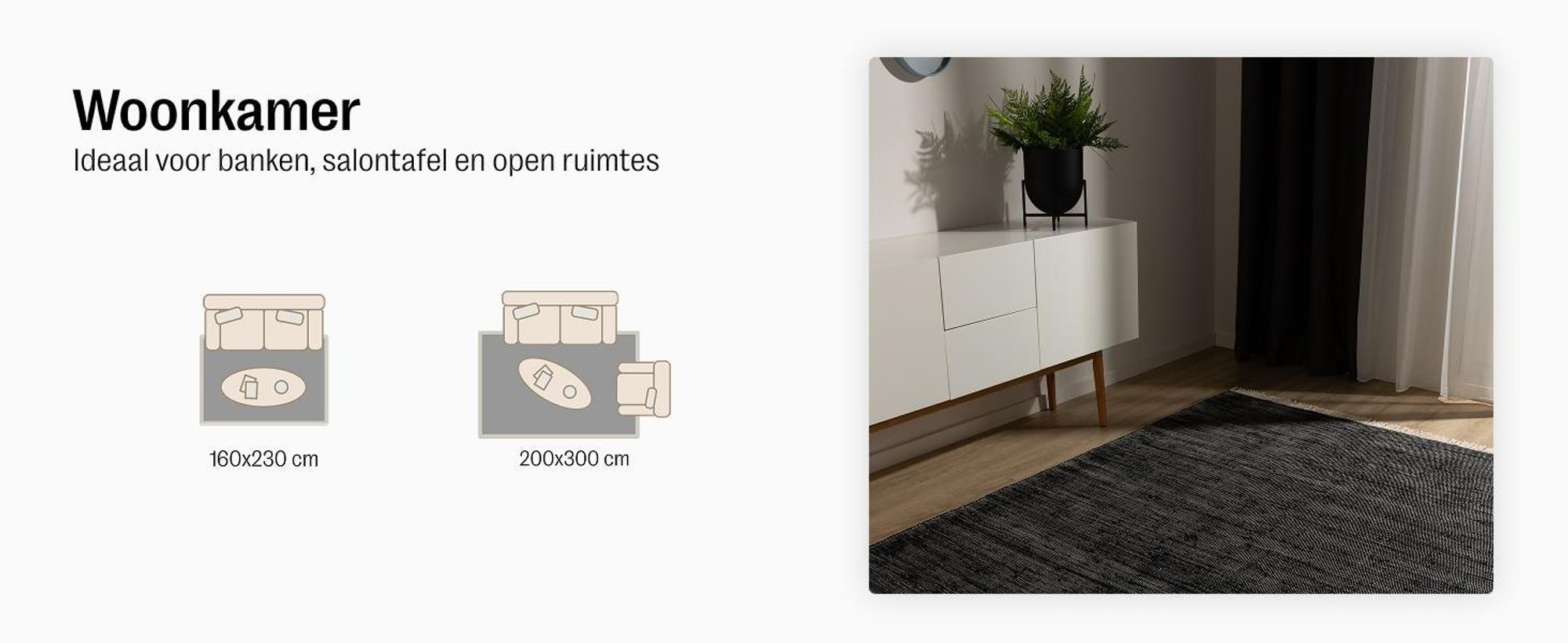 benuta vloerkleed van katoen Tom Zwart/Wit 70x200 cm Loper Scandinavisch vloerkleed woonkamer katoen rechthoekig