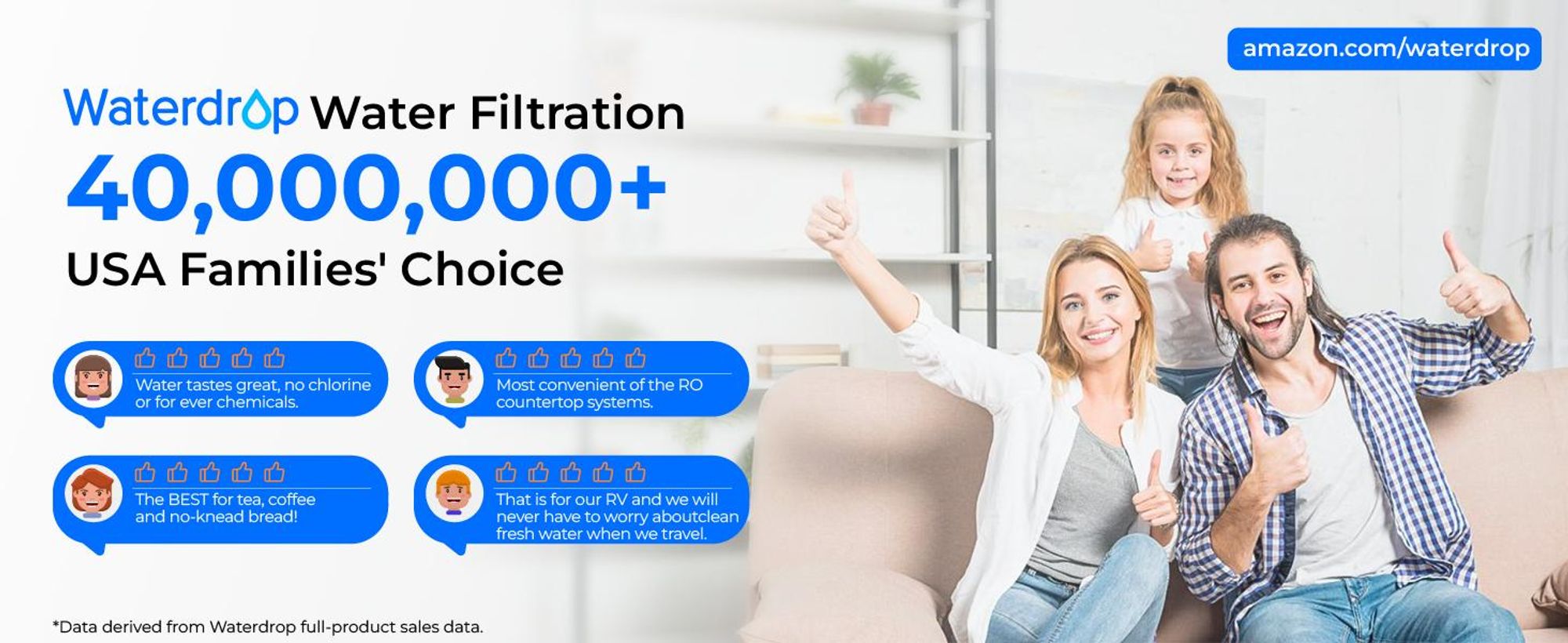 Waterdrop UL12A Untertisch Wasserfilter System, Kein Bohren Erforderlich, Einfache Installation, NSF/ANSI 42 , 11000 Gallonen