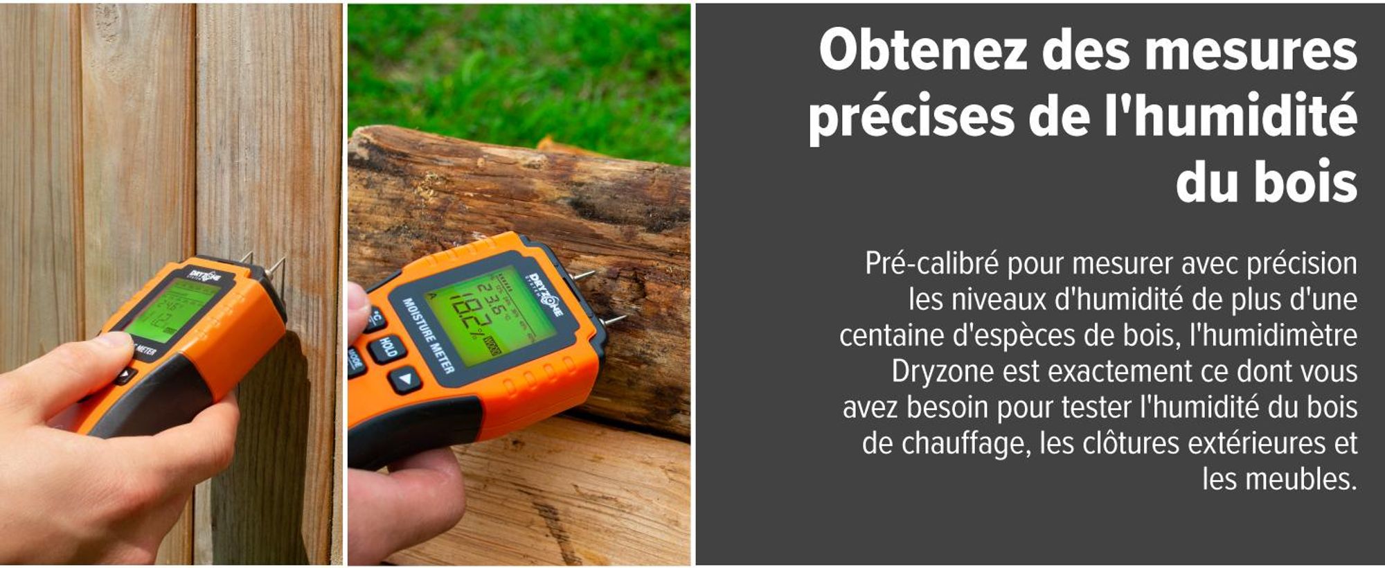 Dryzone Testeur d'Humidité - Détecteur d'Humidité à Broche et Écran LCD - pour Murs, Bois et autres Matériaux de Construction - Facile à Utiliser