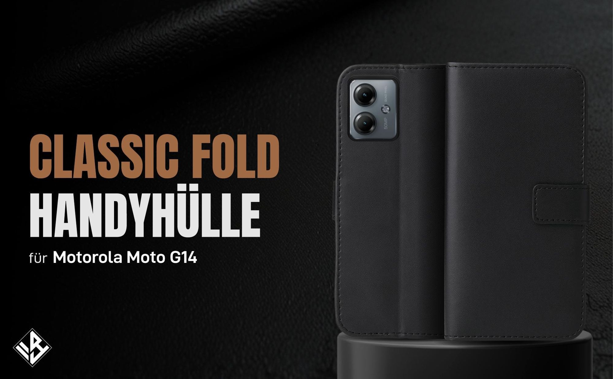 Schwarze Klapphülle für Motorola Moto G14 mit Wallet-Funktion