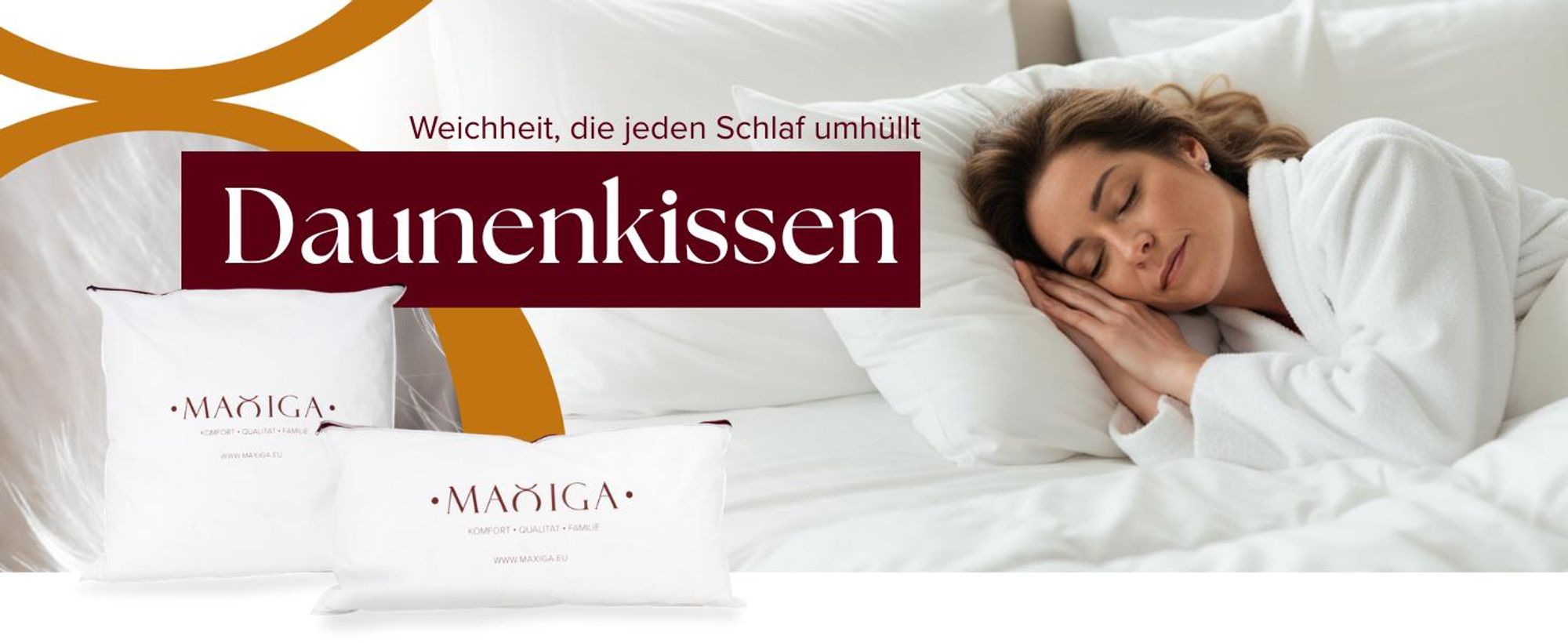 Maxiga Daunenkissen 80x80 cm 100 % DAUNE | Füllgewicht 2000g | Für Allergiker geeignet | -Zertifikat Klasse 1 | Atmungsaktiver, Baumwollbezug