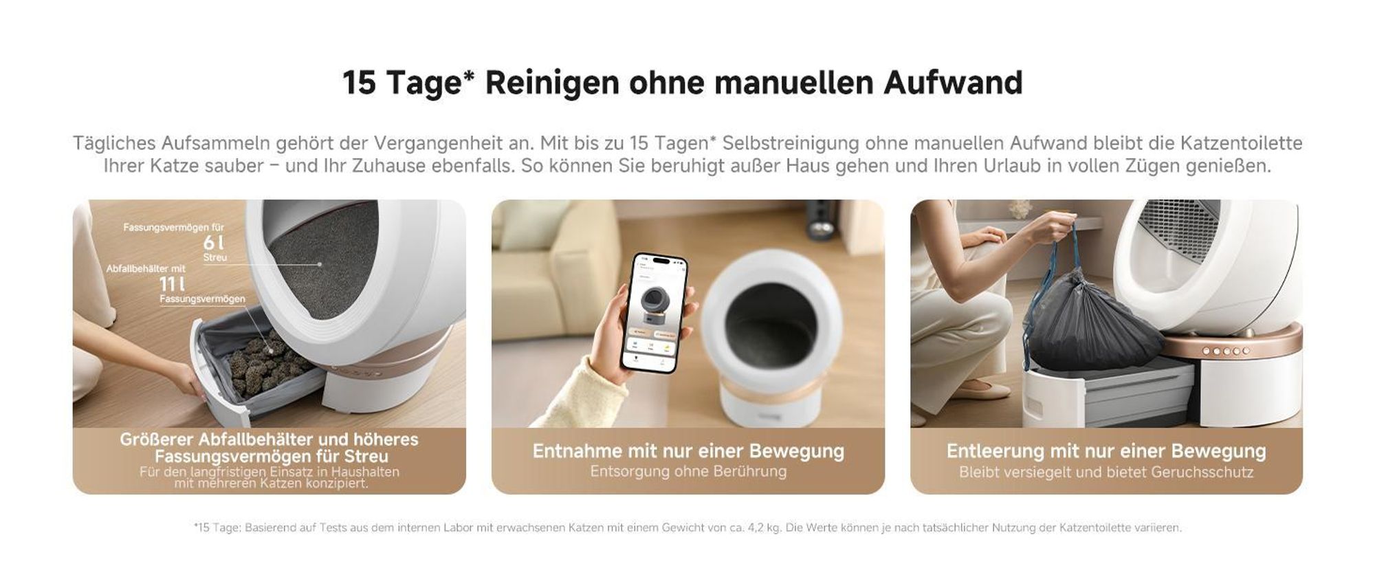 MOVA LR10 Prime Katzenklo Weiß – 110L, 15 Tage Selbstreinigung, Doppel-Geruchssystem, 12 Sicherheitsfunktionen – inkl. GRATIS Tierhaarbürste