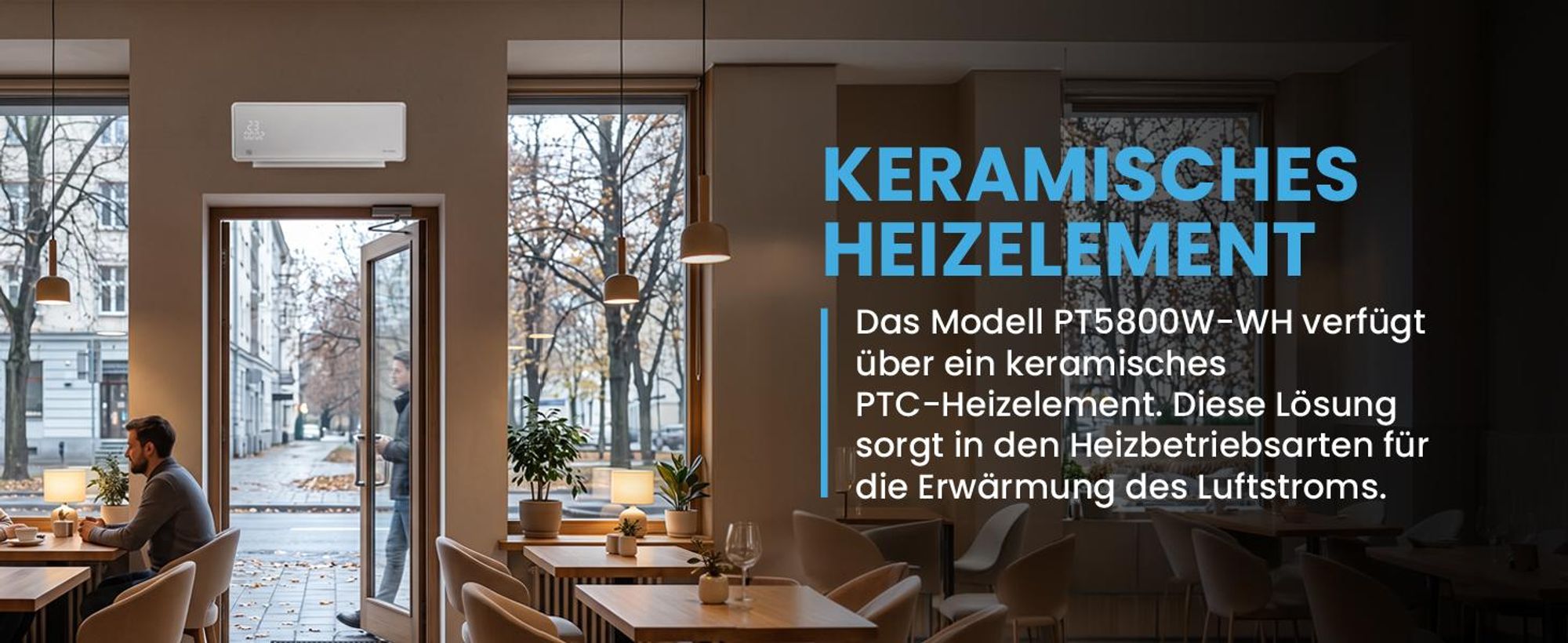 MalTec Luftschleier Wandheizlüfter mit Fernbedienung Heizkörper Energieeffizient Timer 2000 W Weiss