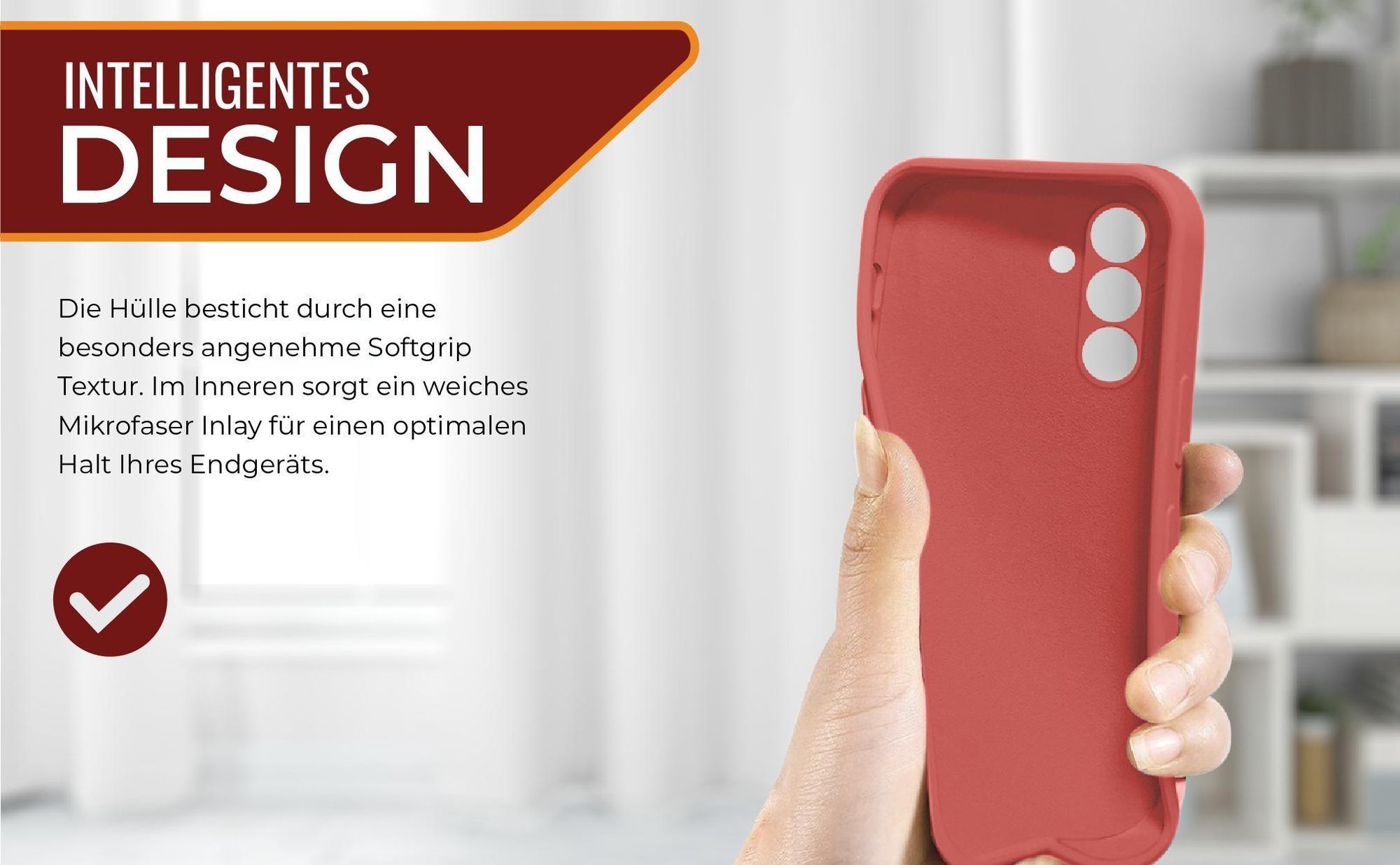 Slimcover in Rot für Samsung Galaxy A25 5G mit Mikrofraser Inlay