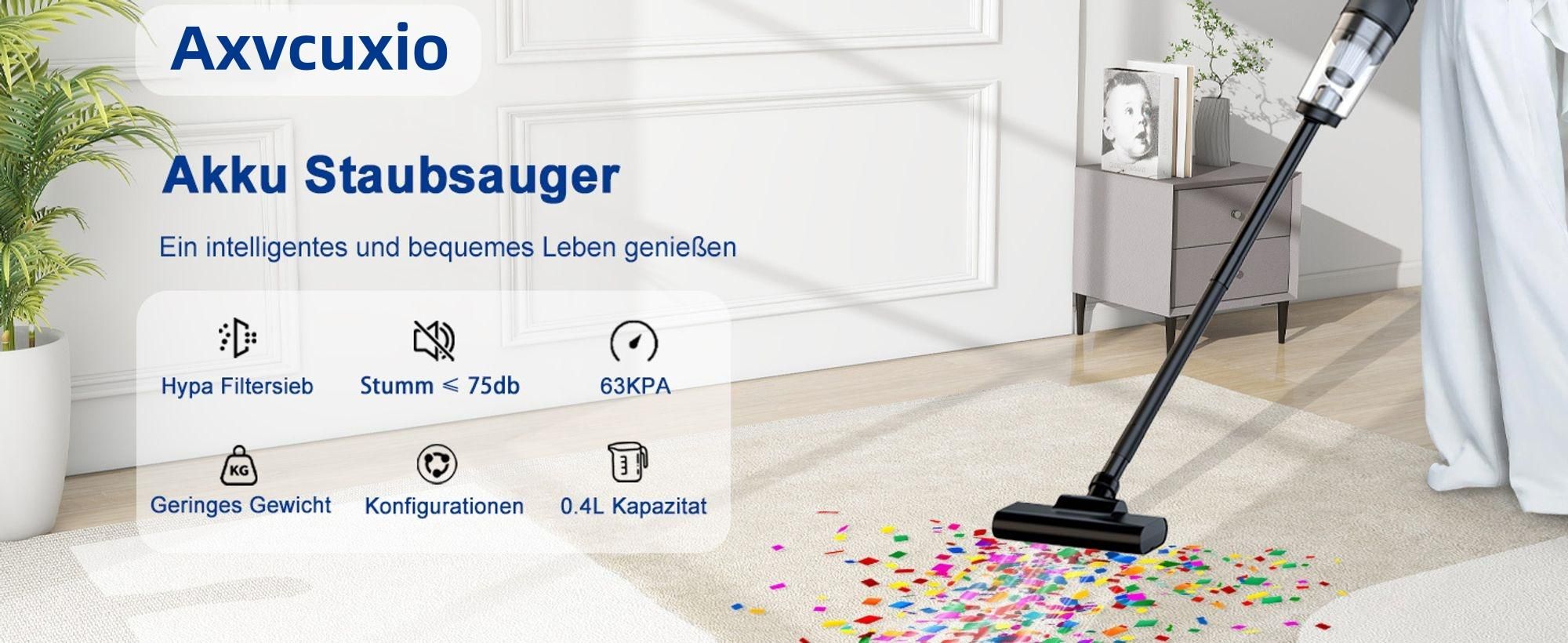 Akku-Staubsauger,Stielstaubsauger,6300Pa Handstaubsauger,5-in-1 Kabelloser Staubsauger mit leistungsstarker Saugkraft, Für Harte Böden Teppich