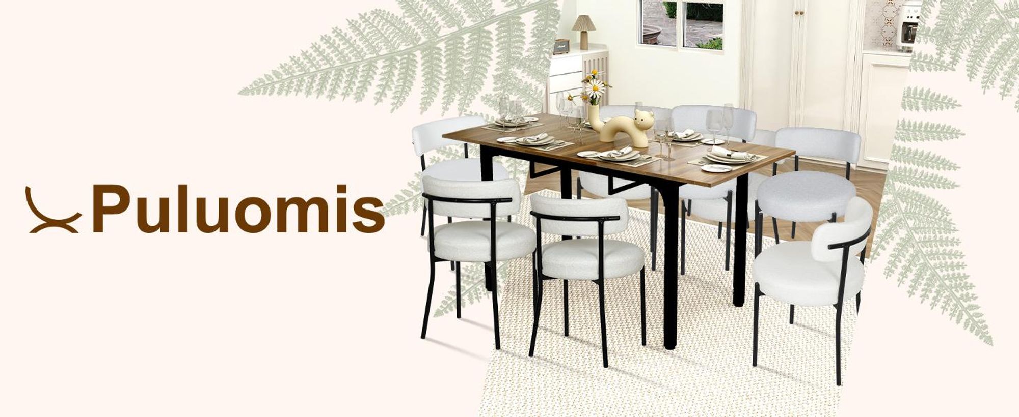 Puluomis Ausziehbarer Esstisch 110-149 cm verstellbar, mit Stauraum MDF Platte, inklusive verstellbaren Füßen für 4-8 Personen schwarz braun