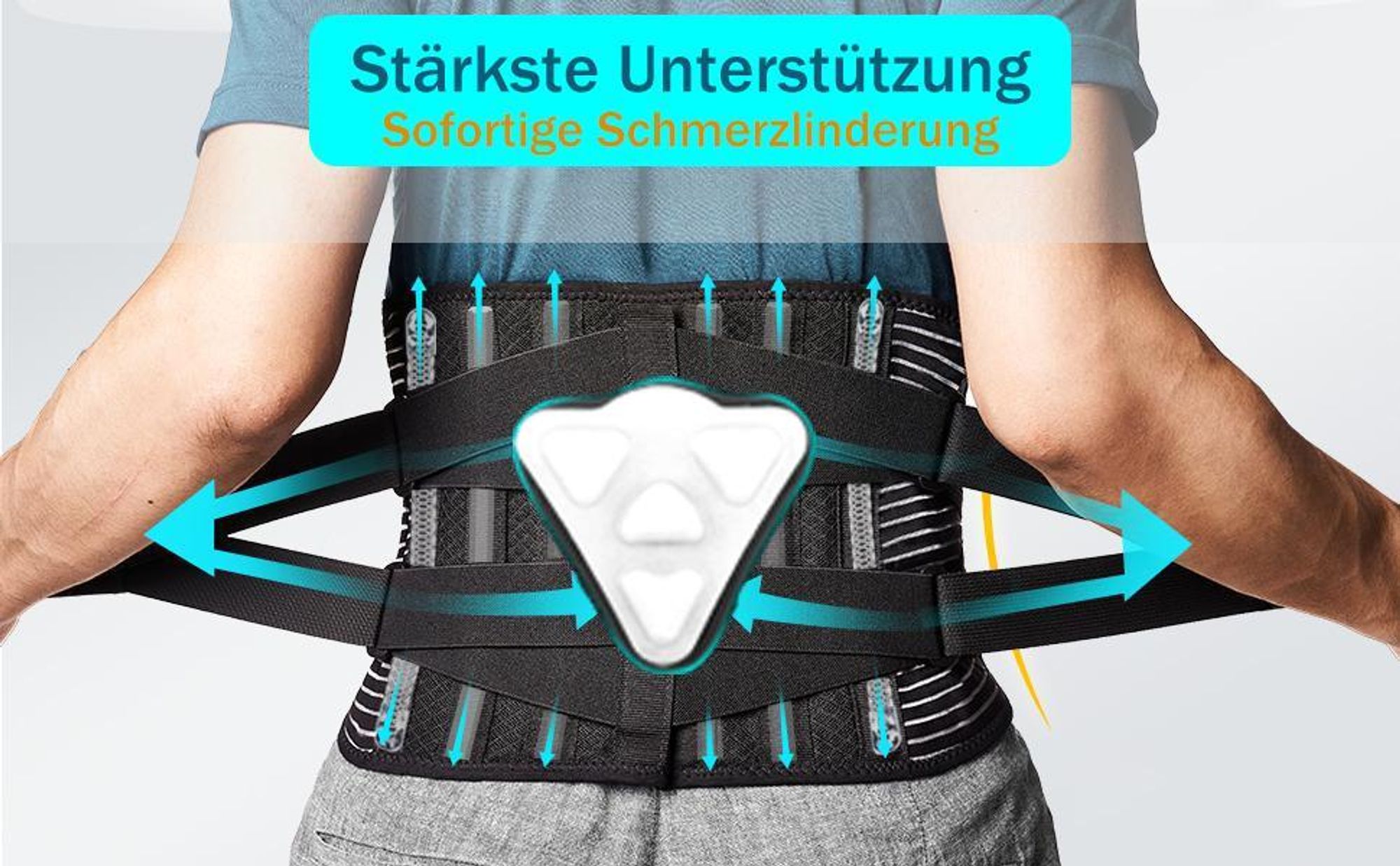 Rückenbandage, Bandscheiben-Gürtel, Lendenwirbelstütze, mit Stützgürtel Rückenstütze Rückengurt mit 6 Streben, Linderung und Haltungskorrektur