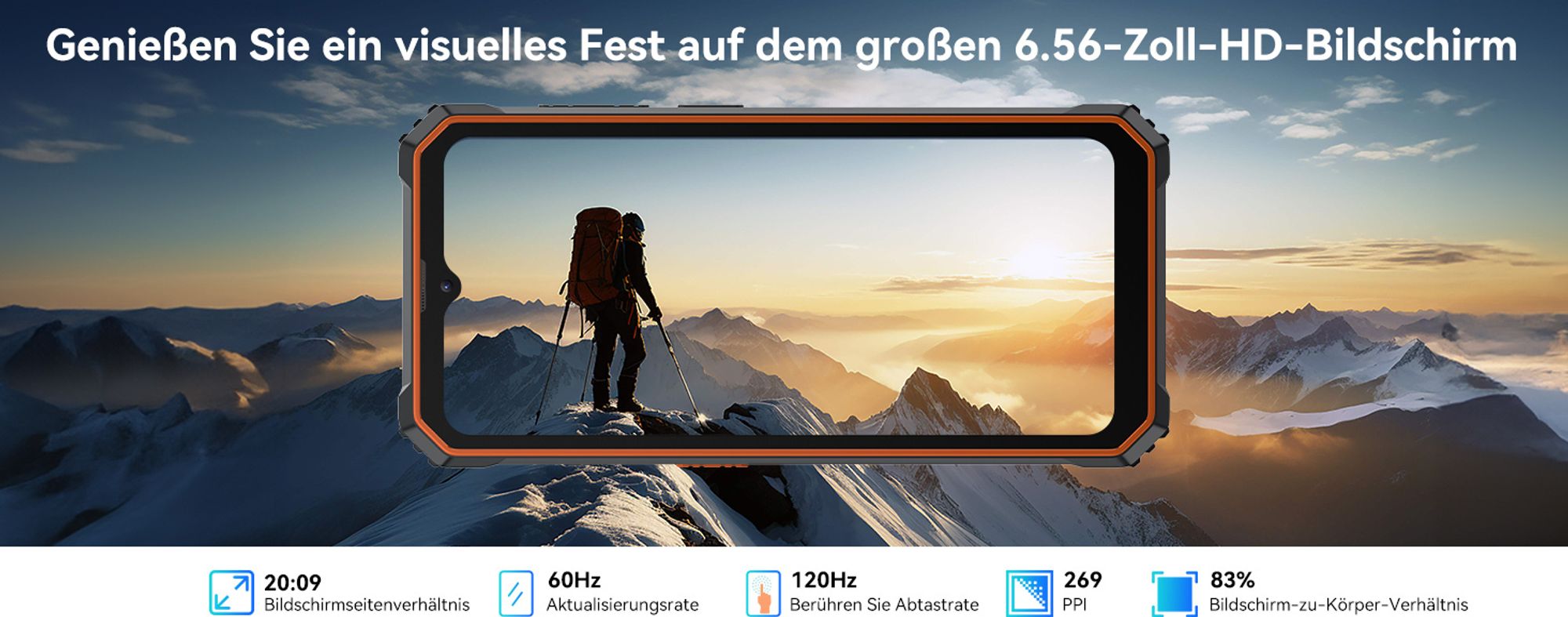 Blackview BV6200 Pro(12GB+128GB) Outdoor Handy Ohne Vertrag, 13000mAh Akku, Helio P35, Super loud 3W Speaker, Octa Core, 13MP+8MP, 18W Fast Charging