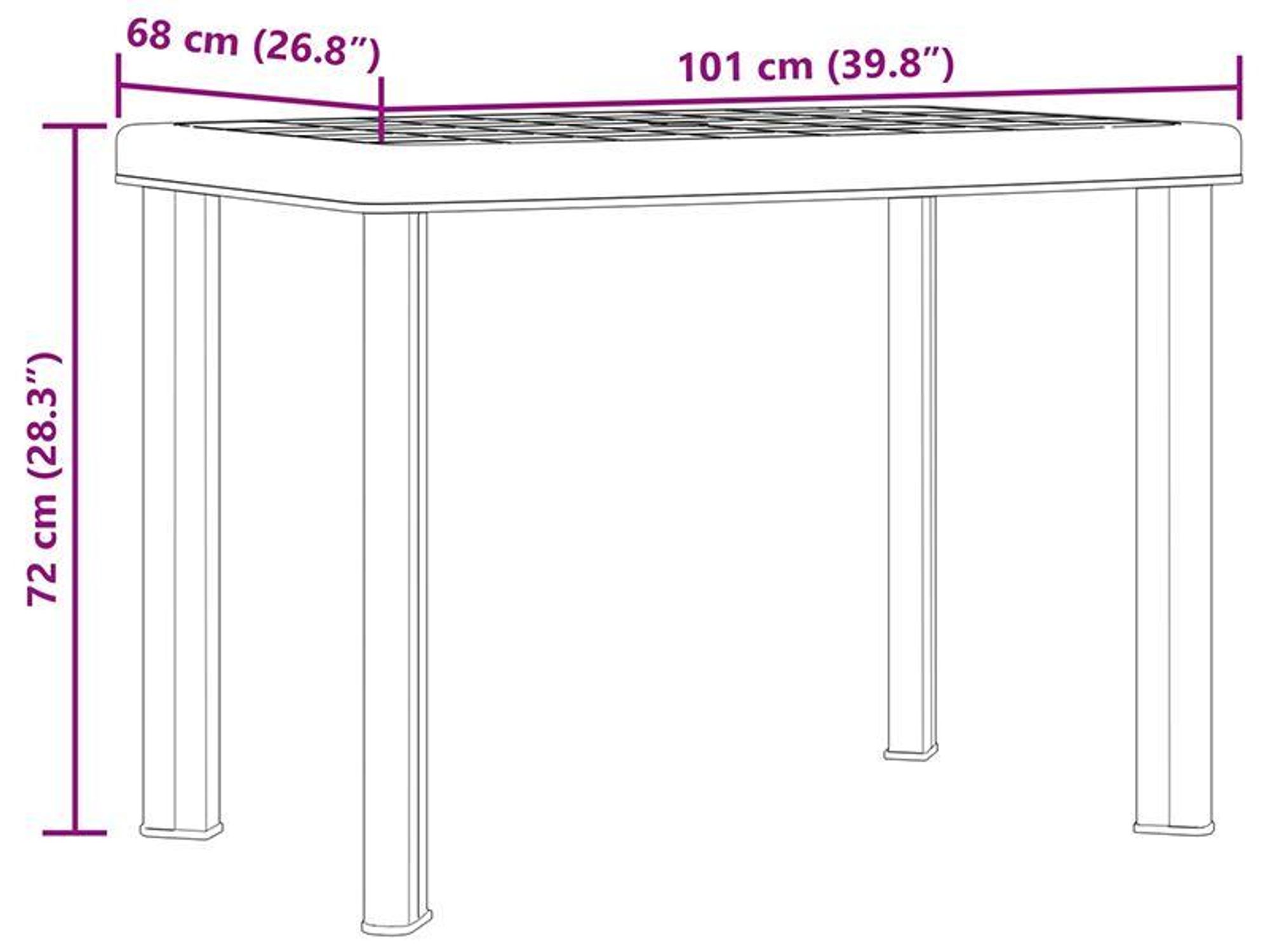 vidaXL Gartentisch Anthrazit 101x68x72 cm Kunststoff