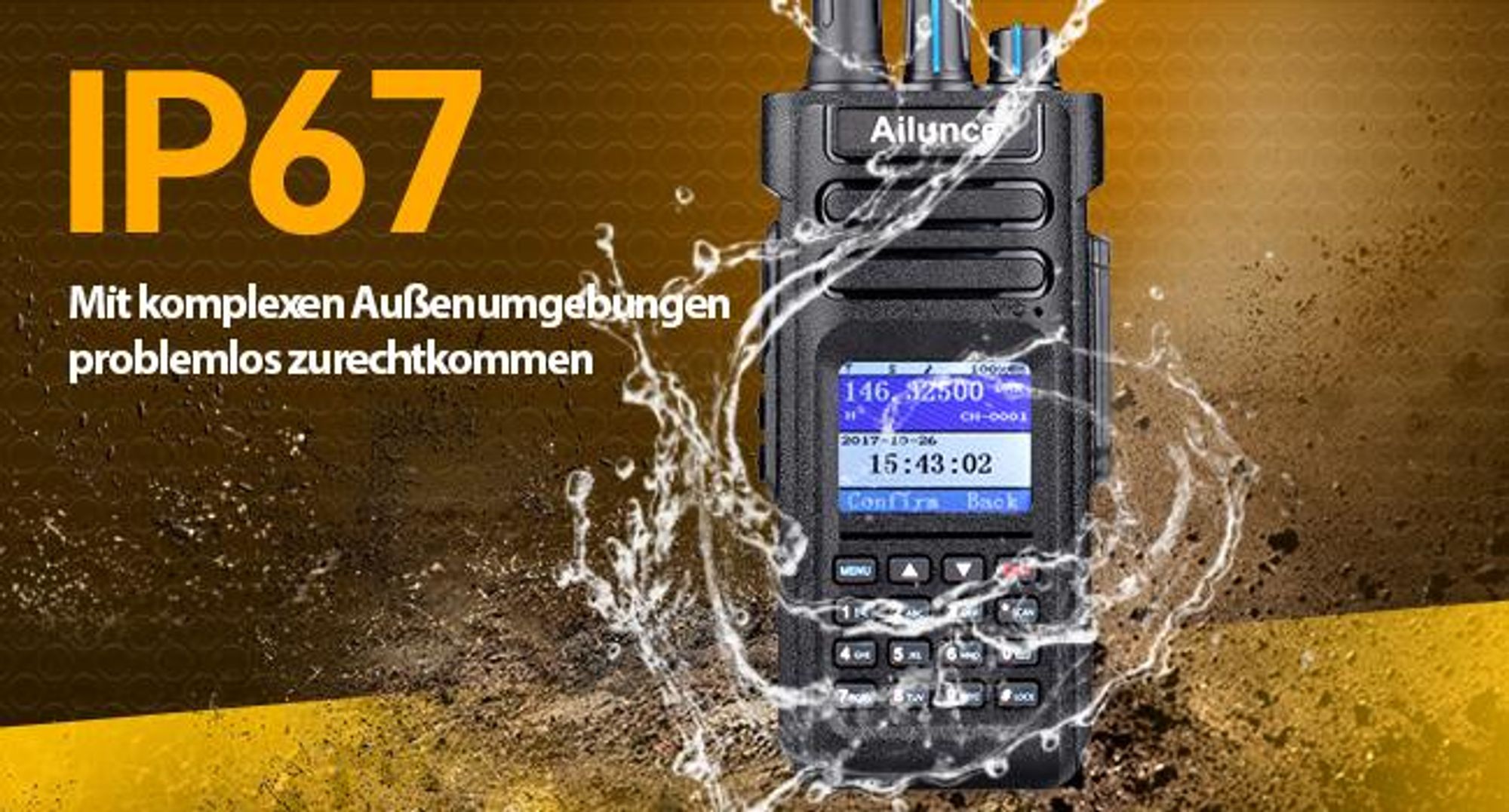 Retevis Ailunce HD1 HAM Radio, DMR Handfunkgerät, Dualband, IP67 wasserdicht, 3200 mAh, Gruppenruf, SOS, Walkie-Talkies für Notfälle, Schule