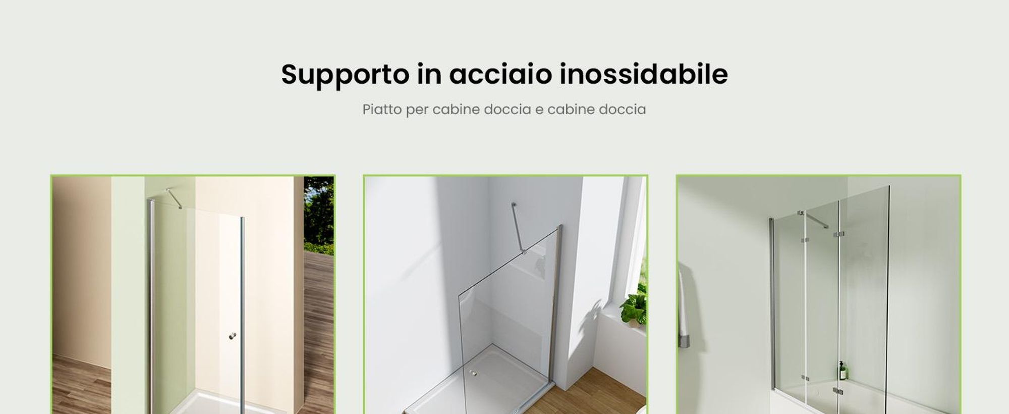 Barra stabilizzatrice per doccia 50 cm, supporto per parete doccia fissato nella parte superiore per vetro da 6-8 mm, barra di sostegno per parete doccia regolabile a 180°, lega di zinco, cromata