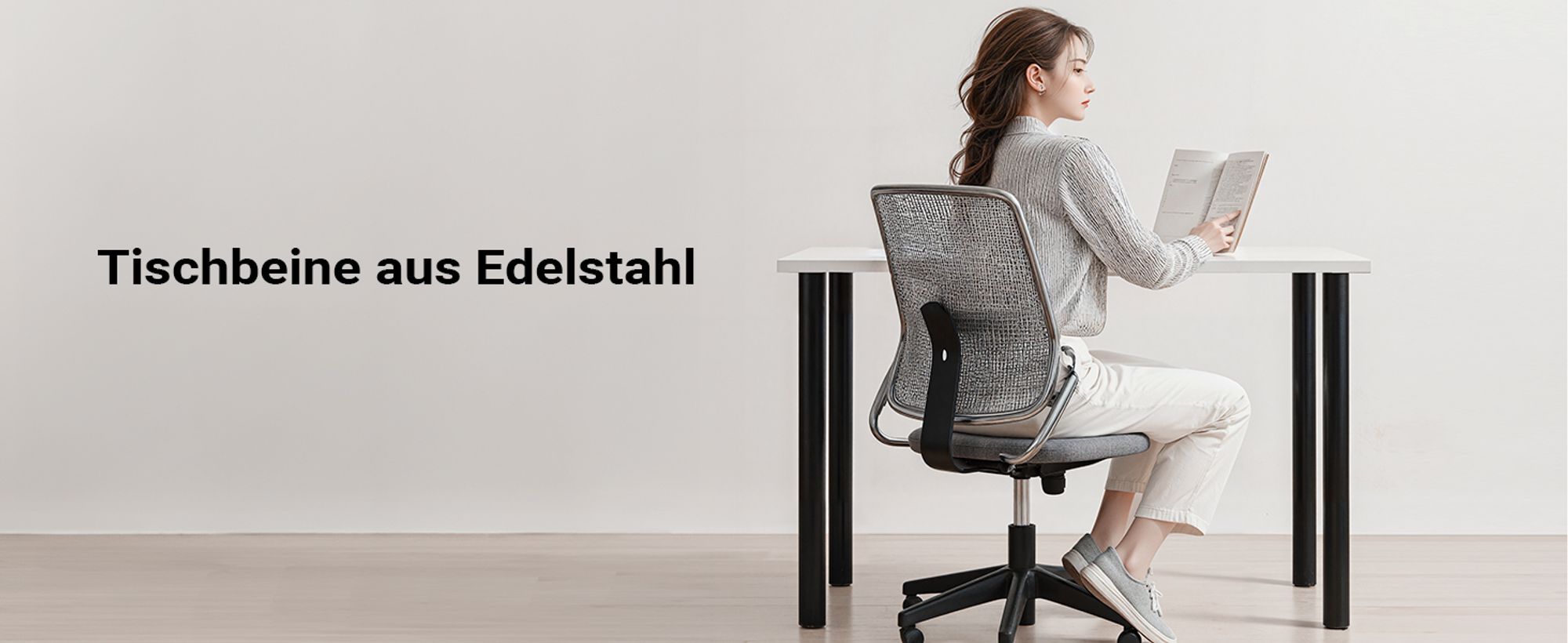 Wiltec Edelstahl Tischbein Set, schwarz, 4 Möbelfüße Ø 60 mm und mit verstellbarer Länge 870-900 mm, bis 200 kg Tragkraft