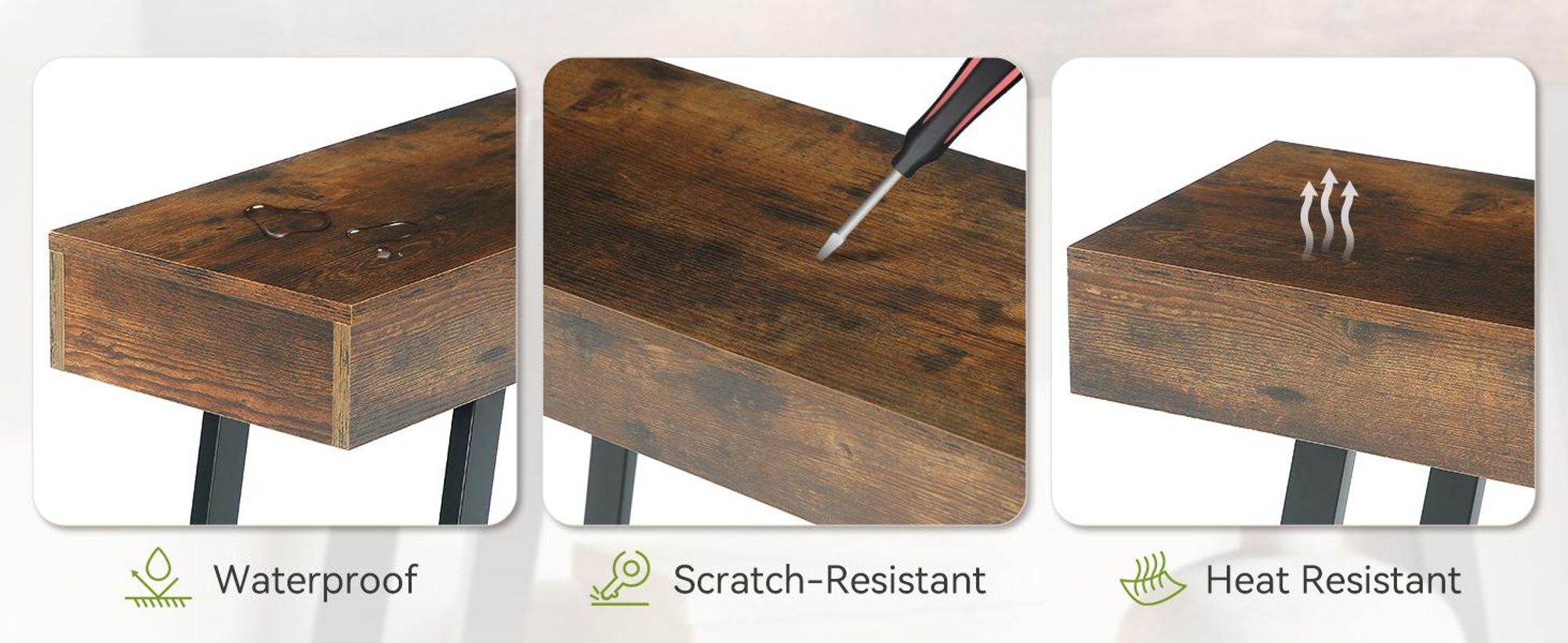 Tribesigns Konsolentisch mit geometrischem Metallrahmen, 103 cm rustikales Braun Eingangstisch, 2-stöckig, Industriell, Flur-Sofatisch, Wohnzimmer