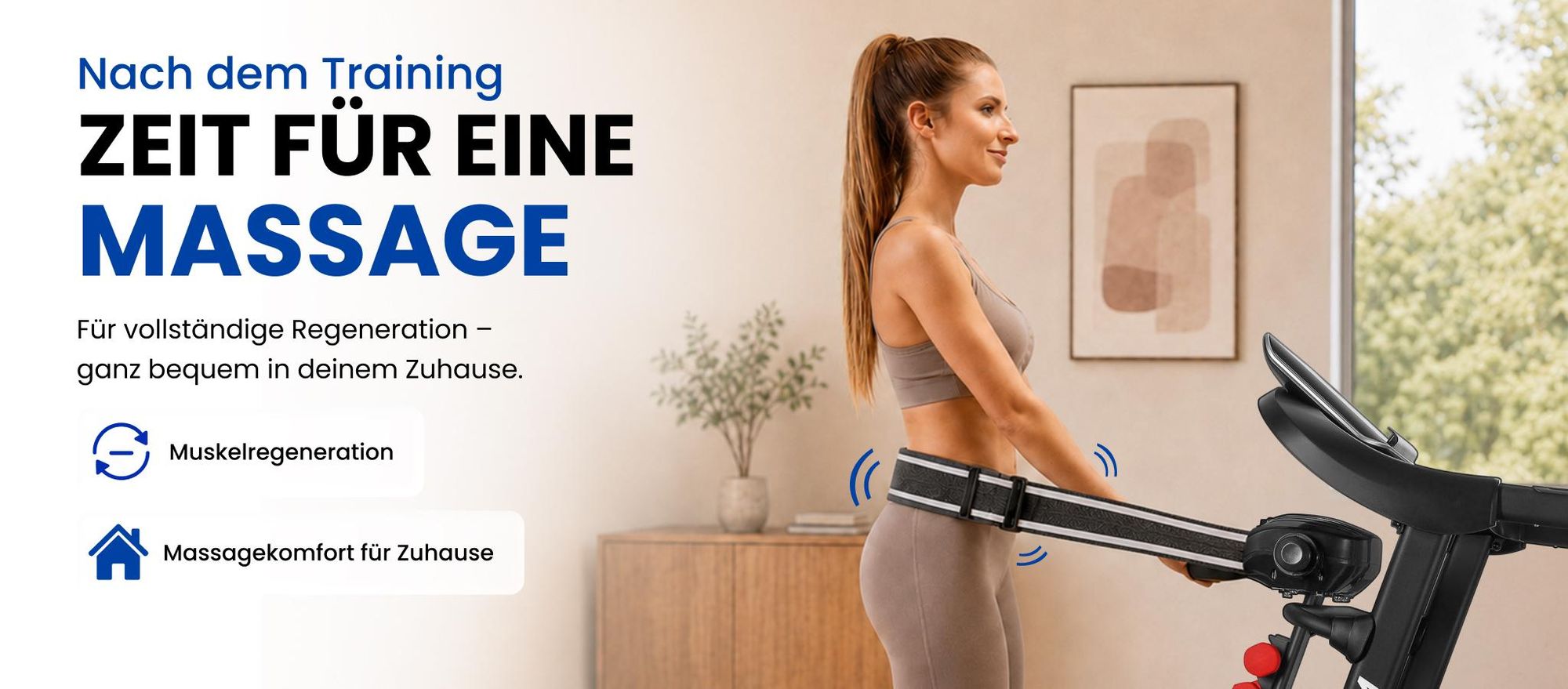 URBOGYM V550M elektrisches Laufband mit Massagegurt, Bauchtrainer, 15 km/h, 130 kg, 12 Programme, FITSHOW-App, klappbar