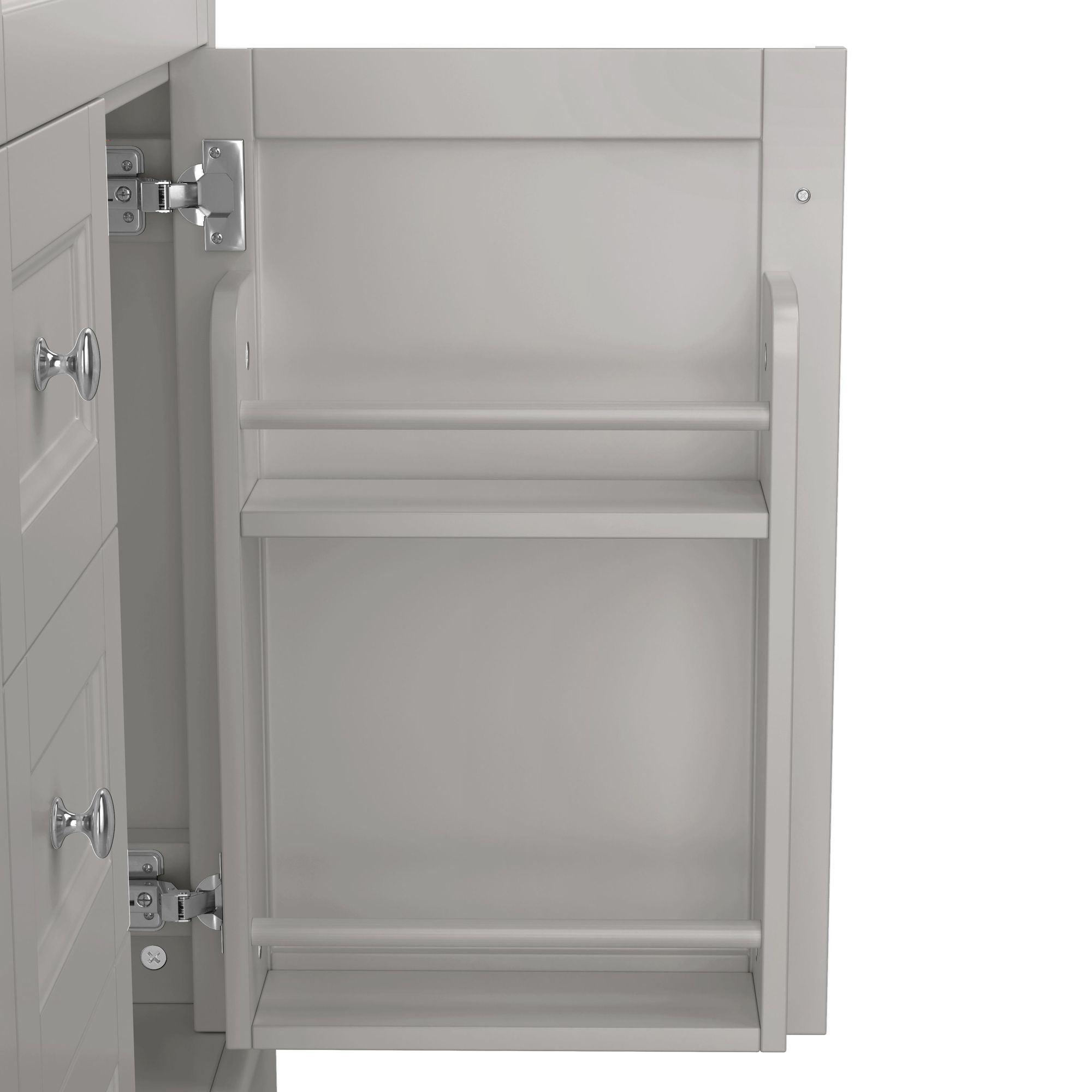 Merax Waschtischunterschrank mit 3 Schubladen inkl. Klappschublade, Tür, Bodenstehender Badezimmerschrank, Keramik Waschbecken, 76x46x87cm, Grau
