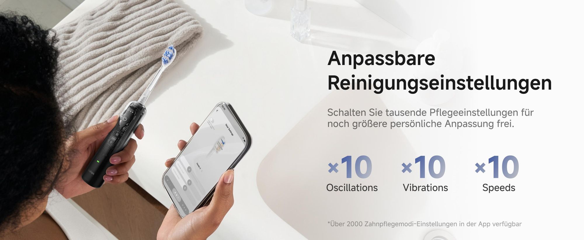 Laifen Wave Pro Elektrische Schallzahnbürste mit App, Drucksensor, 70 Tage Akku, kabelloses Laden und intelligenter Reinigungstechnologie-transparent